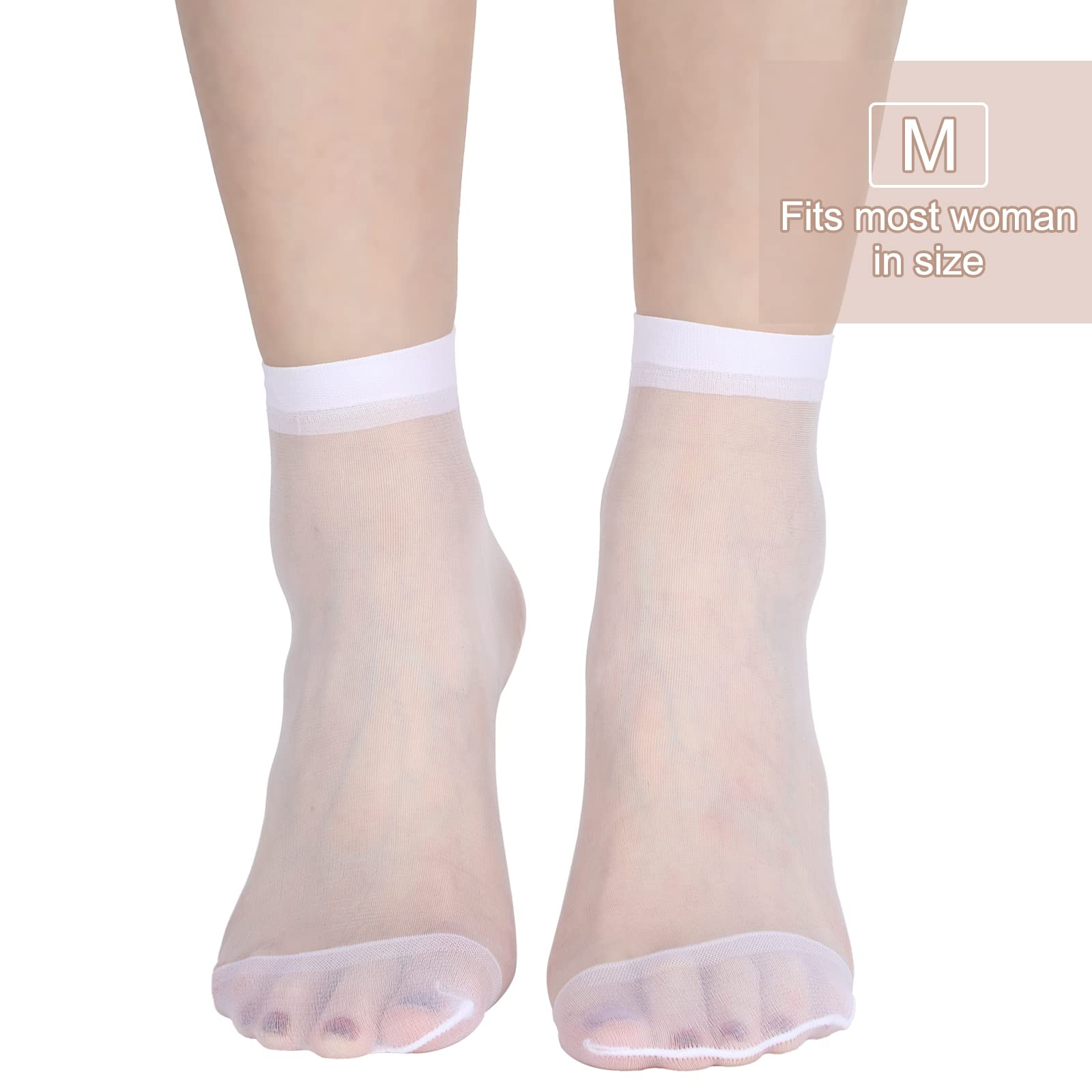 Geyoga 12 Pairs Women's Sheer Nylon Ankle Socks - Thin Transparent High Hosiery Dress Stockings for Casual, Office & Party Wear