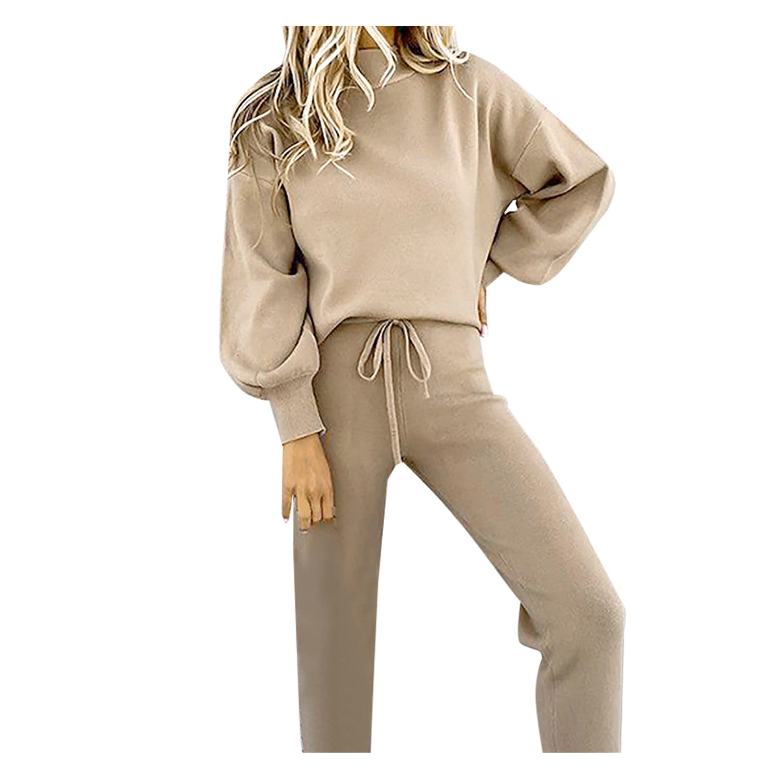 Women's 2 Piece Lounge Set - Long Sleeve Pullover Sweatshirt & Jogger Pants Comfy Tracksuit for Casual Wear, Workout, and Home Relaxation
