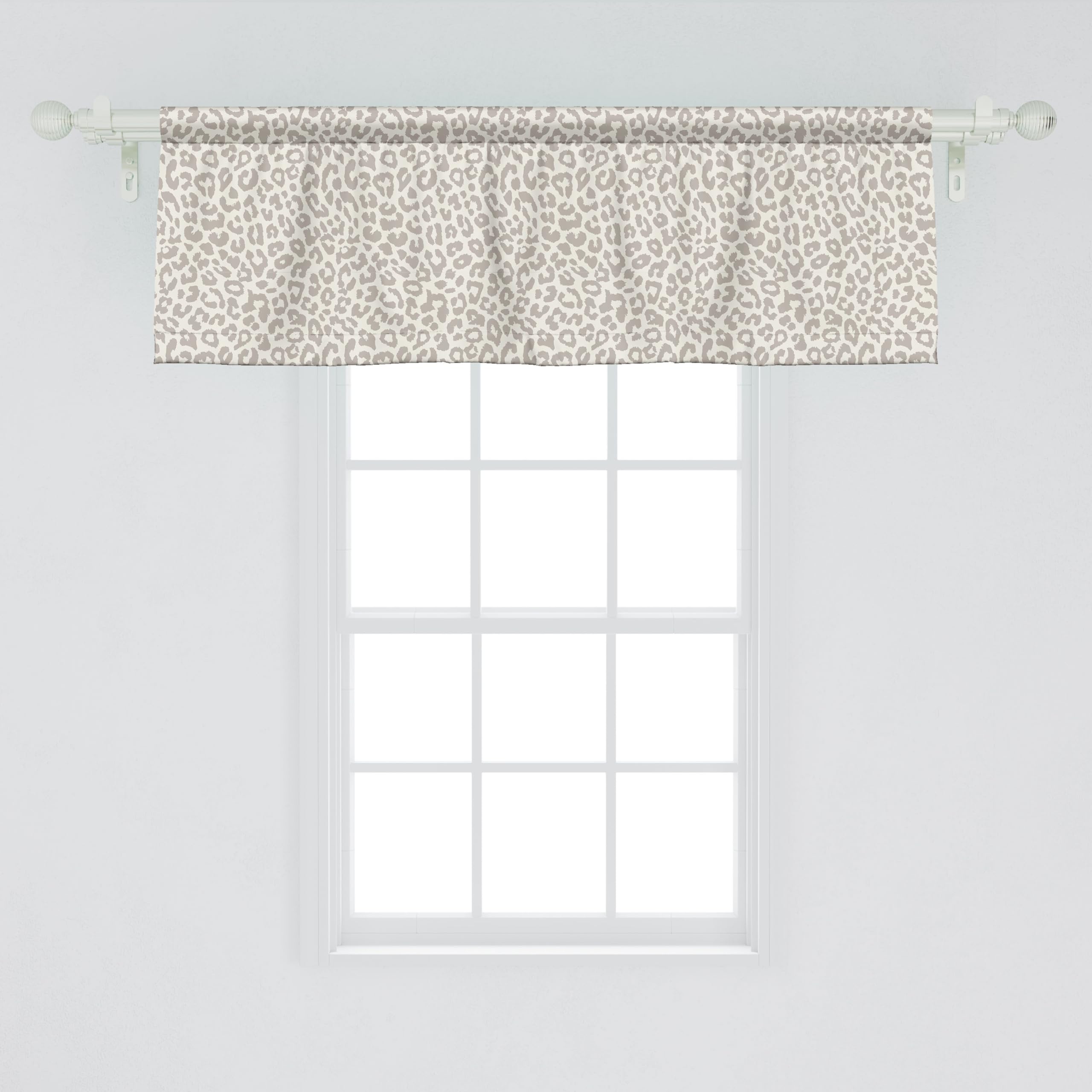 Ambesonne Leopard Print Window Valance - Beige & Brown Wildlife Nature Savannah Design - Kitchen & Bedroom Curtain Valance with Rod Pocket - 54