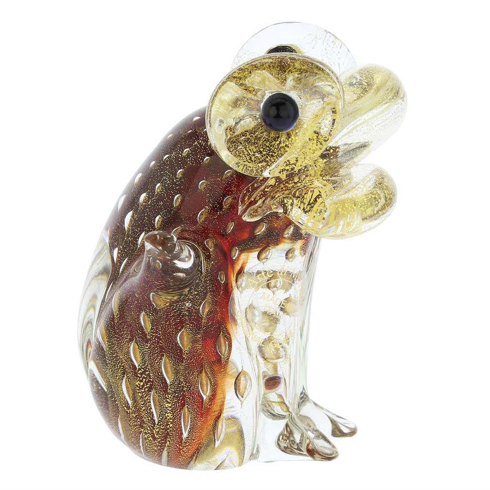 Authentic Murano Glass Bullicante Frog Figurine - Handmade in Venice, Italy - Vibrant Red Art Piece for Home Decor, Gift, or Collectible - Perfect for Shelf Display, Office Decor, and Italian Art Lovers