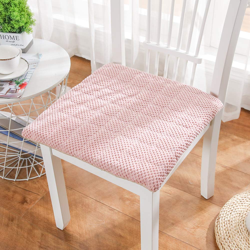 6-Piece Breathable Corduroy Dining Chair Cushions - Non-Slip Square Seat Pads with Ties (40x40cm/16x16inch) for Kitchen, Office & Home - Soft Pink Comfort for Chairs, Stools & Bar Seating