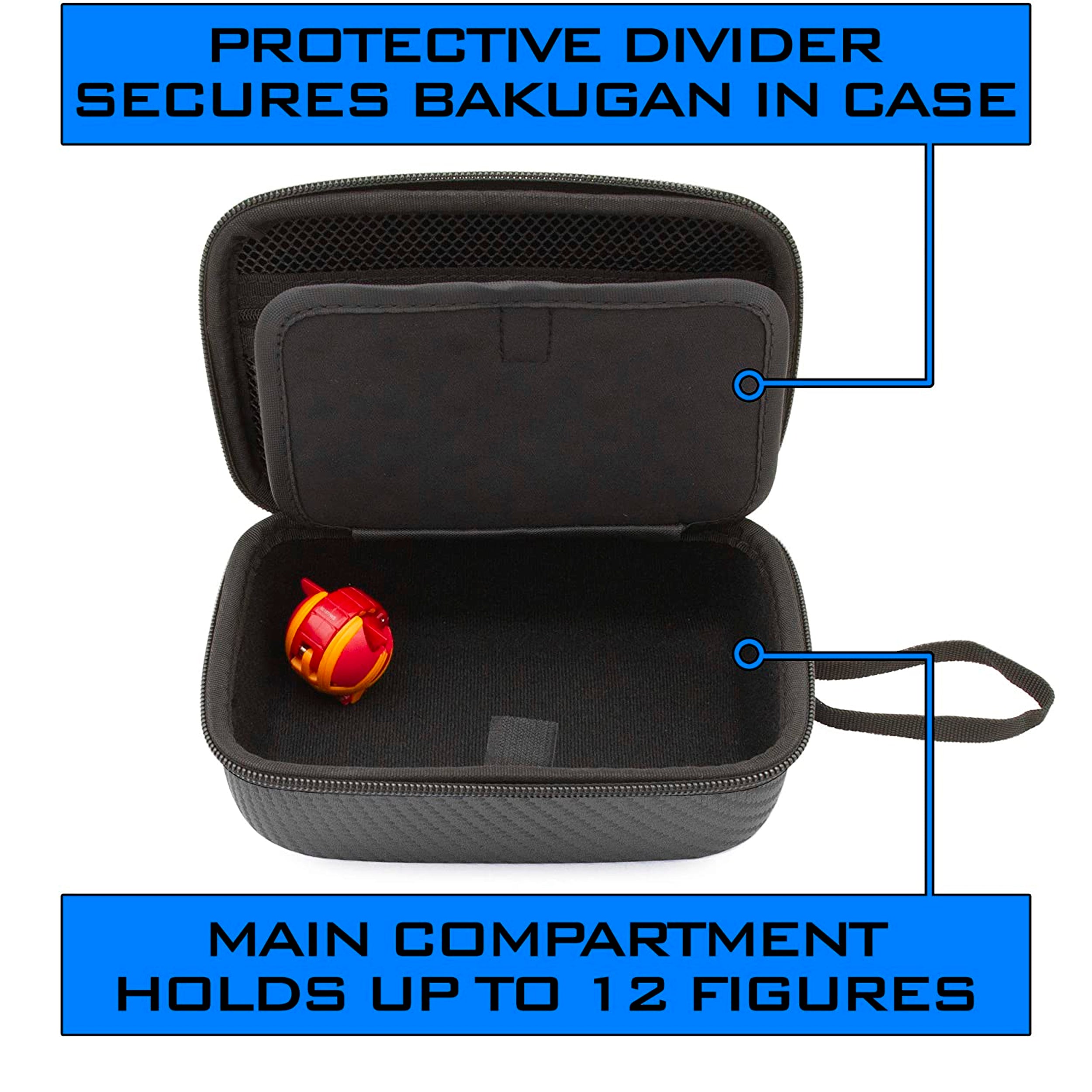 CASEMATIX Hard Shell Travel Case for Bakugan Figures, BakuCores & Trading Cards - Padded Divider & Wrist Strap - Perfect for Storage, Travel & Game Protection