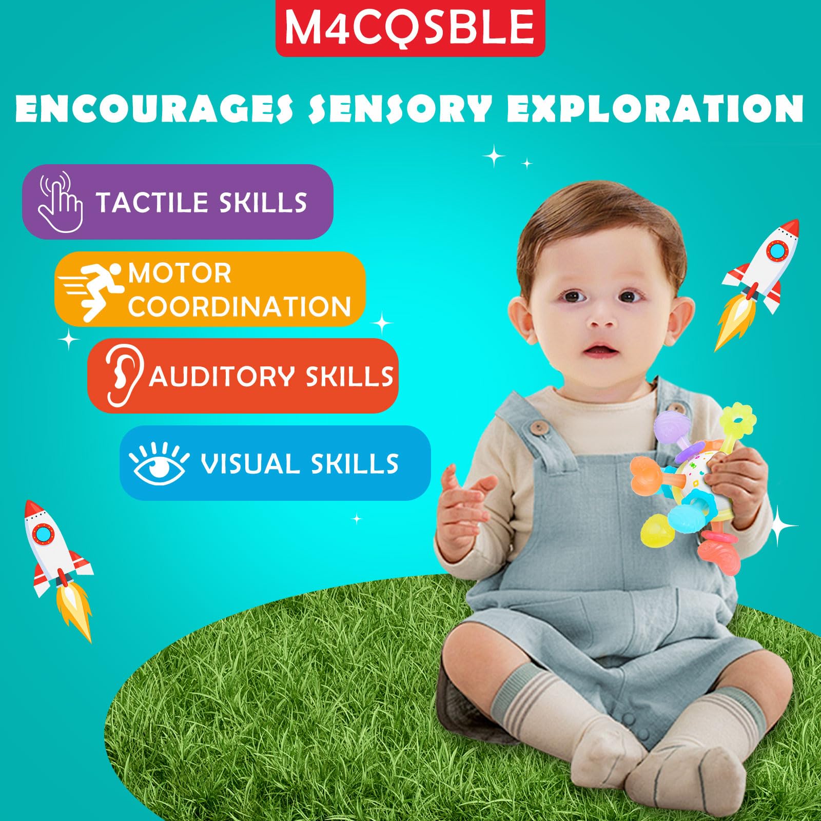 Montessori Baby Teething Toys - BPA-Free Greifball for Infants 3-18 Months | Sensory Learning & Gum Relief | Perfect Baby Shower Gift & Early Childhood Development Toy