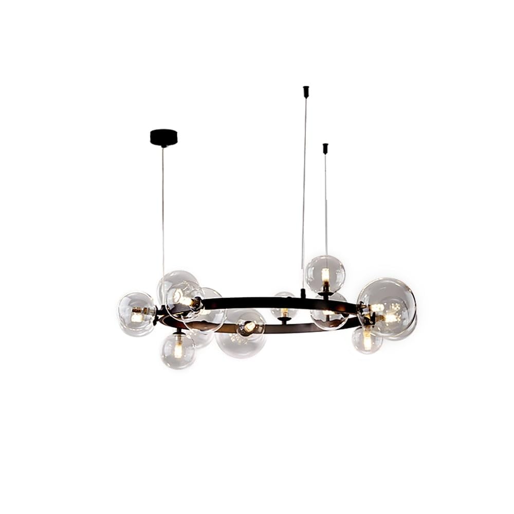 KunMai Modern 24-Light Glass Chandelier with Globe Bubble Pendant - Elegant Lighting Fixture for Living Room, Dining Room, Bedroom & Entryway - Perfect for Home Decor, Wedding Venues and Restaurant Ambiance