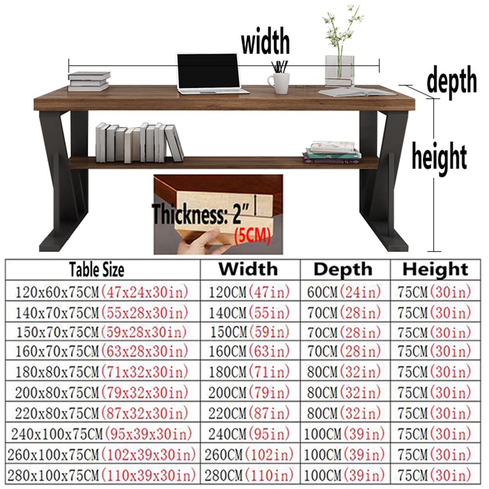 Solid Wood Home Office Computer Desk with Shelves | 120-280CM Adjustable Width Gaming & Workstation Table | Sturdy Metal Legs for Study, Gaming & Remote Work (110.2x39.4x29.5 Inches) | Perfect for Small Spaces & Home Offices