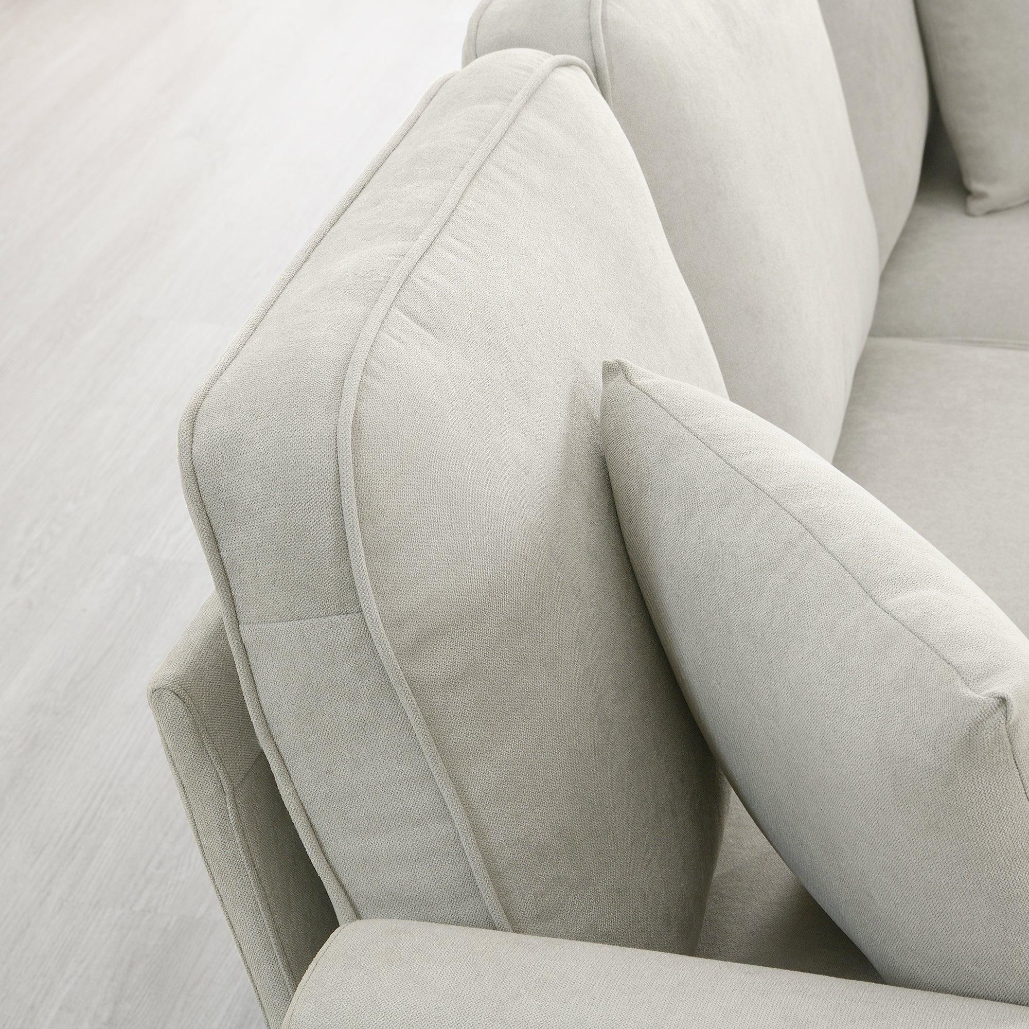Modern U-Shaped 7-Seater Fabric Sectional Sofa Set with 3 Pillows - 108