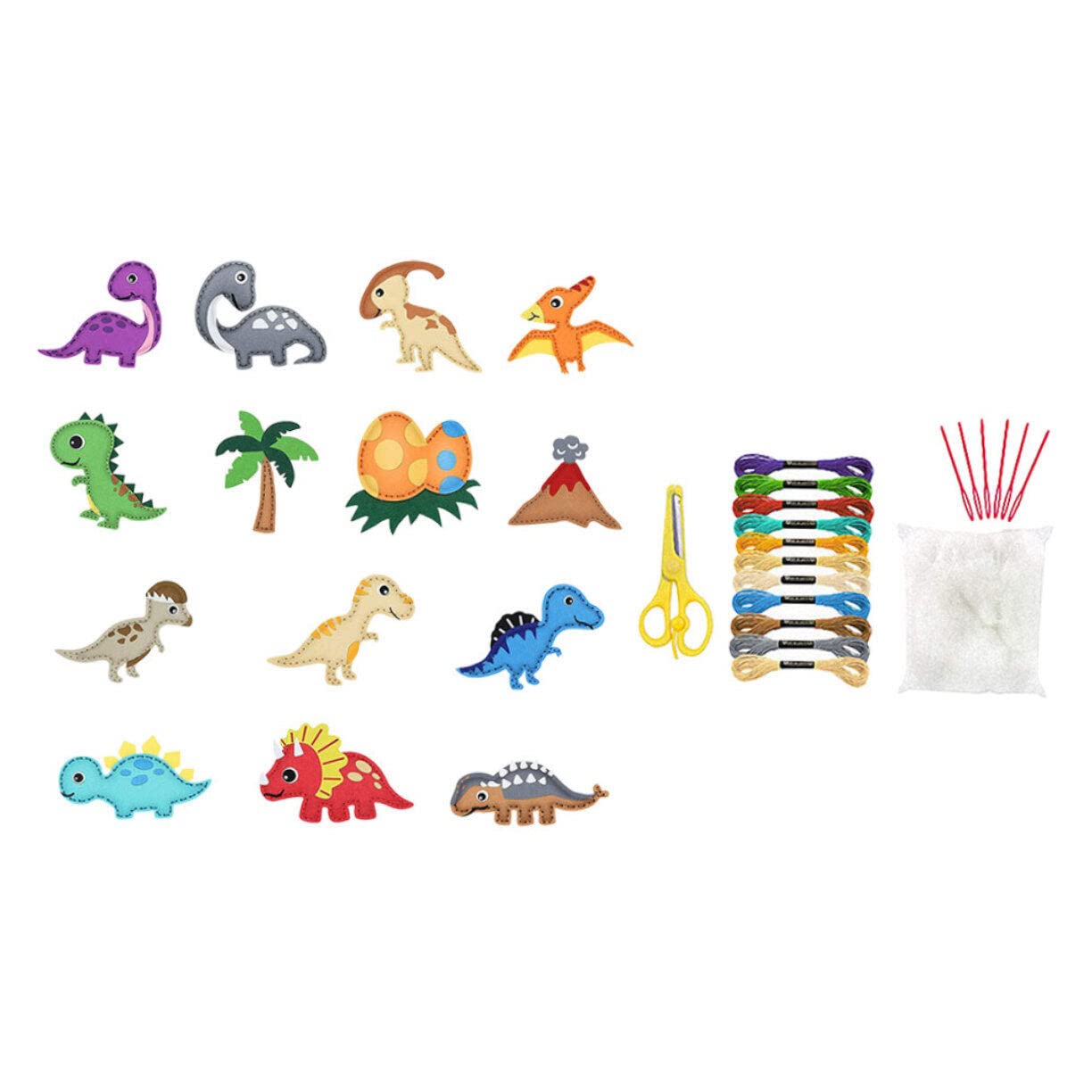 Toyvian 1 Set Hand Sewing Pendant Kit - DIY Needle Felting Supplies for Kids, Felt Stitching Tools & Dinosaur Sewing Crafts - Educational Toys for Boys & Toddlers (PP Cotton) - Perfect for Arts & Crafts, Classroom Projects, and Creative Playtime