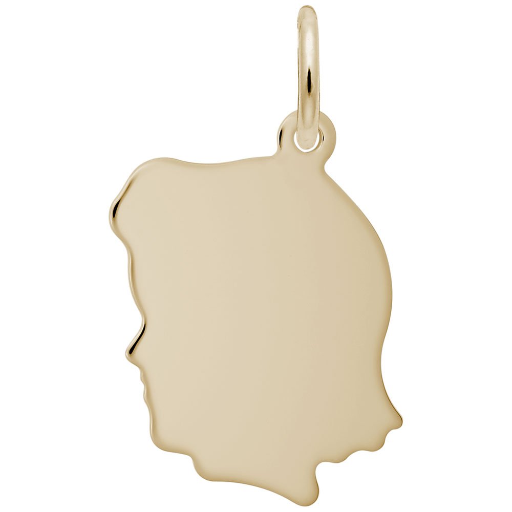 Engravable Rembrandt Charms - Small Girl Silhouette Pendant for Necklace, Bracelet & Jewelry Making - Perfect for Birthdays, Anniversaries & Personalized Gifts