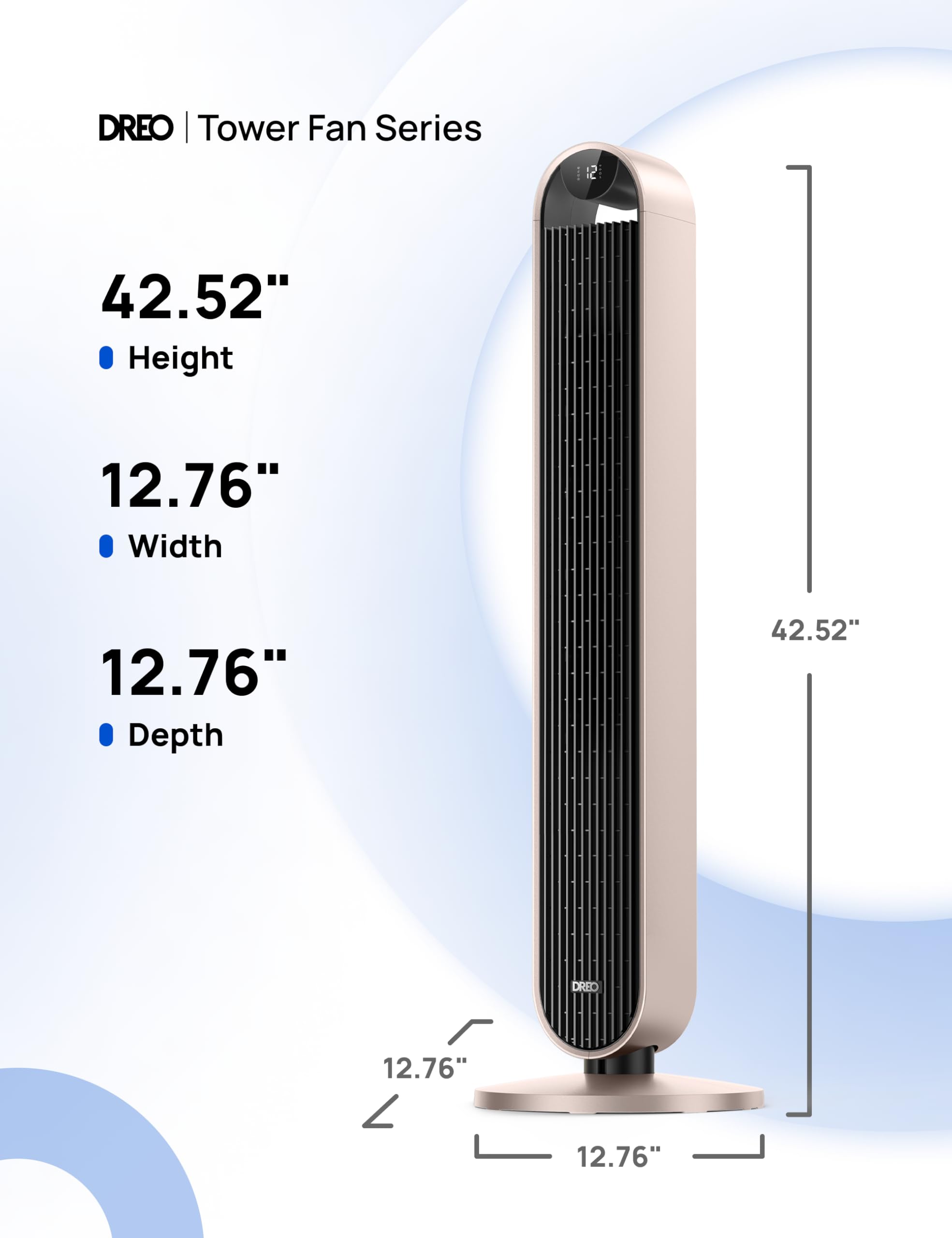 Dreo Smart Tower Fan 42 Inch with Voice Control, 120° Oscillation - Works with Alexa & Google Assistant, 25dB Ultra Quiet DC Bladeless Fan for Bedroom, Office & Home - 12 Speed Settings, Remote & App Control - Perfect for Cooling, Air Circulation & White Noise Sleep Aid