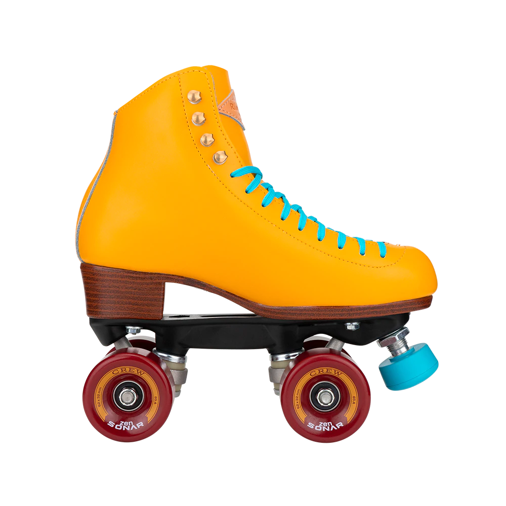 Riedell Crew Roller Skates - Turmeric Color - Women's & Men's Quad Roller Skates for Indoor & Outdoor Skating, Rink, Fitness & Retro Style