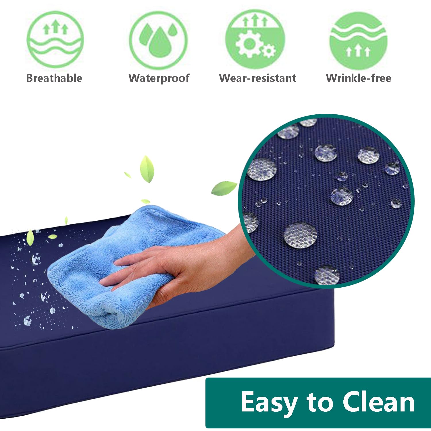 Waterproof Washable 20x20x2 Inch Outdoor Patio Cushion Covers (2-Pack) - Replacement Slipcovers for Sofa, Couch & Chair - Indoor/Outdoor Furniture Protector in Blue - Perfect for Patio, Deck, Poolside & Garden Furniture