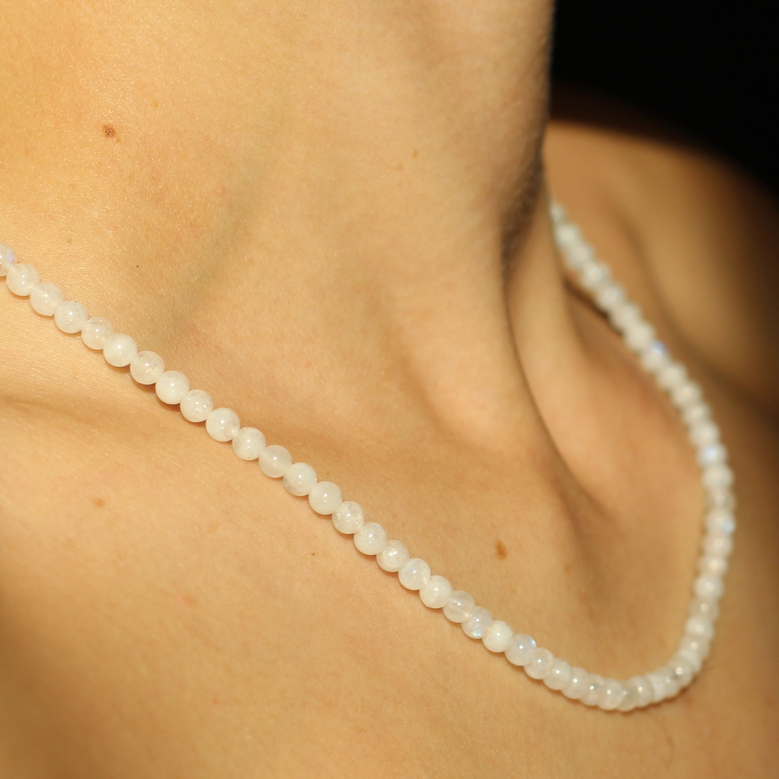Moonstone Beaded Necklace - Mini Crystal Healing Jewelry for Women - Perfect for Meditation, Yoga & Spiritual Gifts