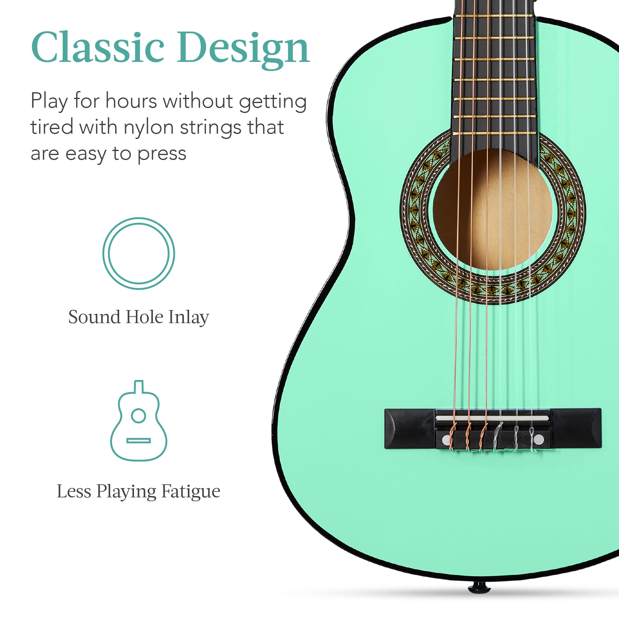 Best Choice Products 30-inch Kids Acoustic Guitar Starter Kit with Strap, Case, Extra Strings & Rosette Inlay - SoCal Green | Beginner Musical Instrument for Children, Perfect for Home Practice, School Performances & Birthday Gifts