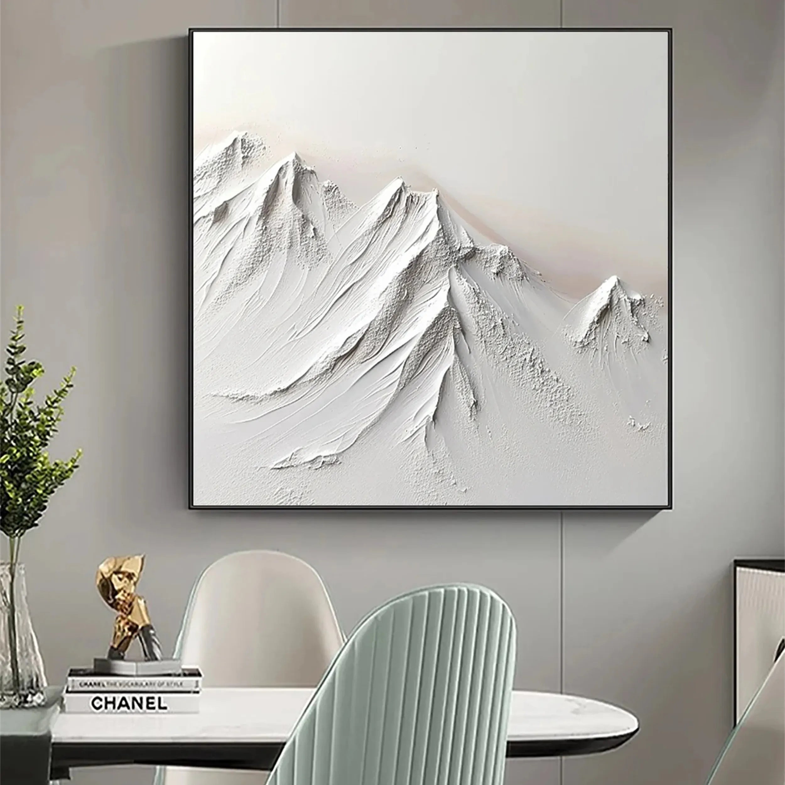 White Minimalist Textured Painting Canvas #MM237 - Modern Abstract Wall Art for Living Room, Bedroom & Office Decor