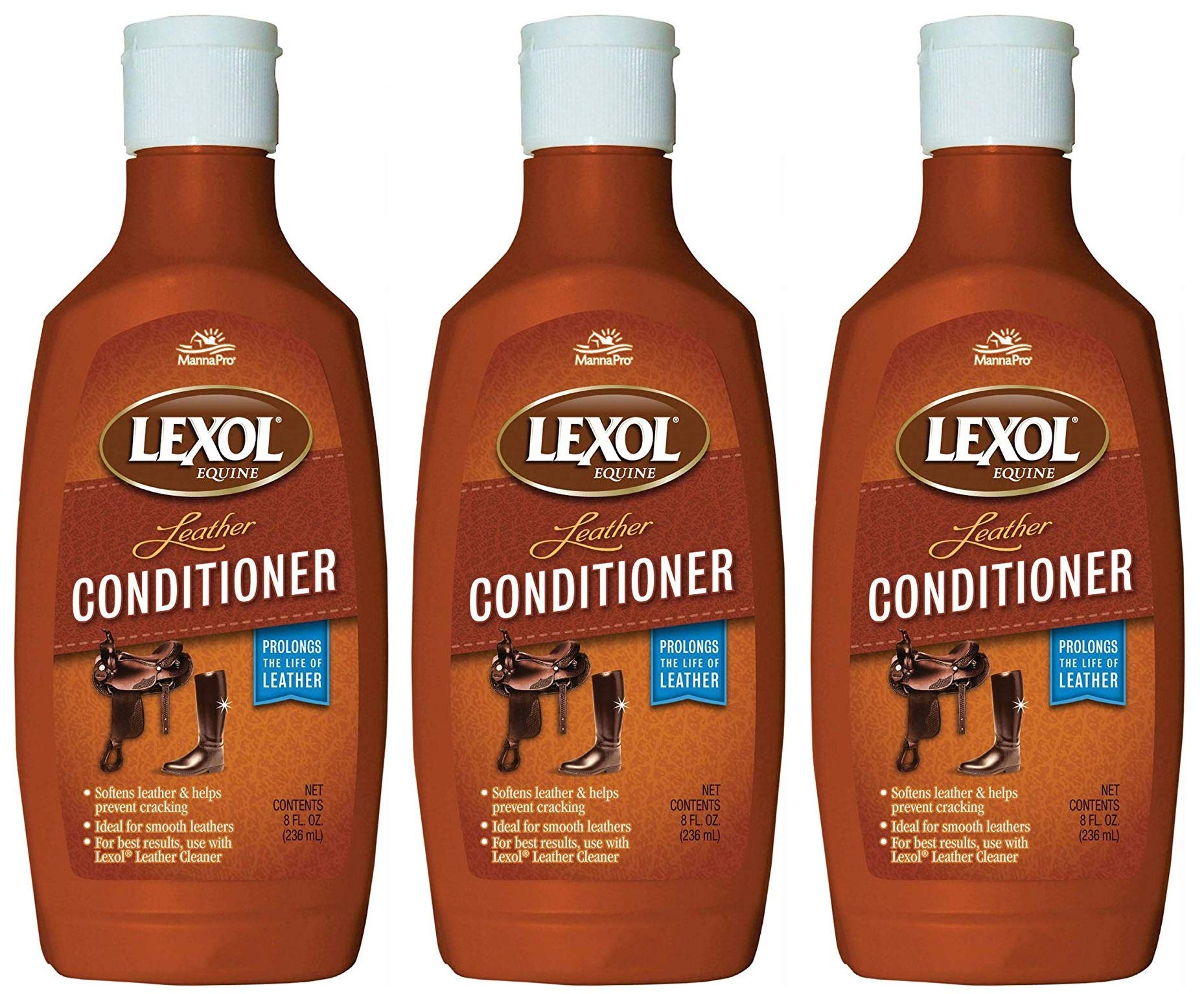 3 Pack Leather Conditioner for Boots, Bags & Furniture - 8 oz Each - Restores & Protects Leather - Perfect for Saddles, Jackets & Car Seats