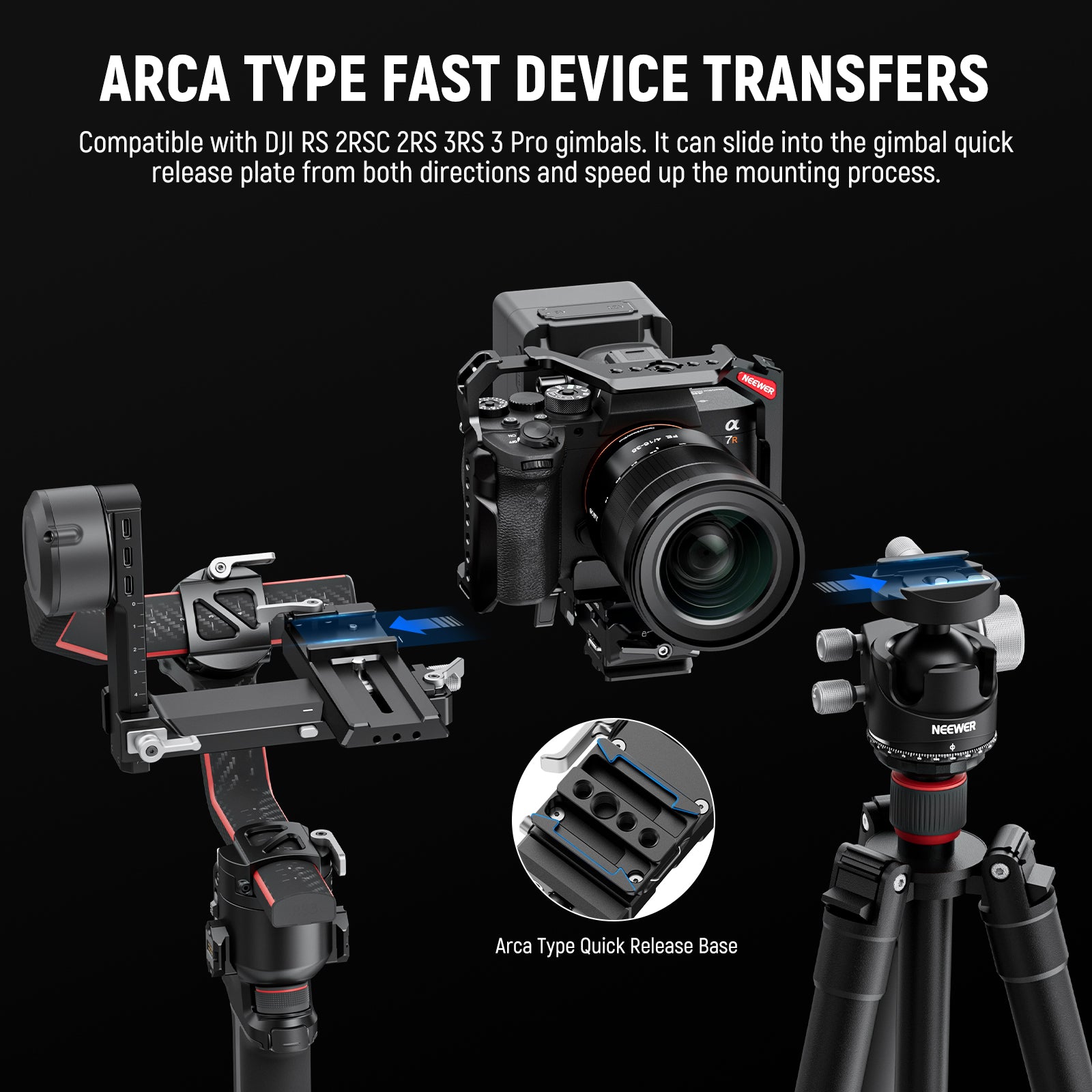 NEEWER PS013 Foldable V Mount Battery Plate with Arca-Swiss Quick Release Plate - Compatible with DSLR, Mirrorless Cameras & Video Equipment for Photography & Filmmaking