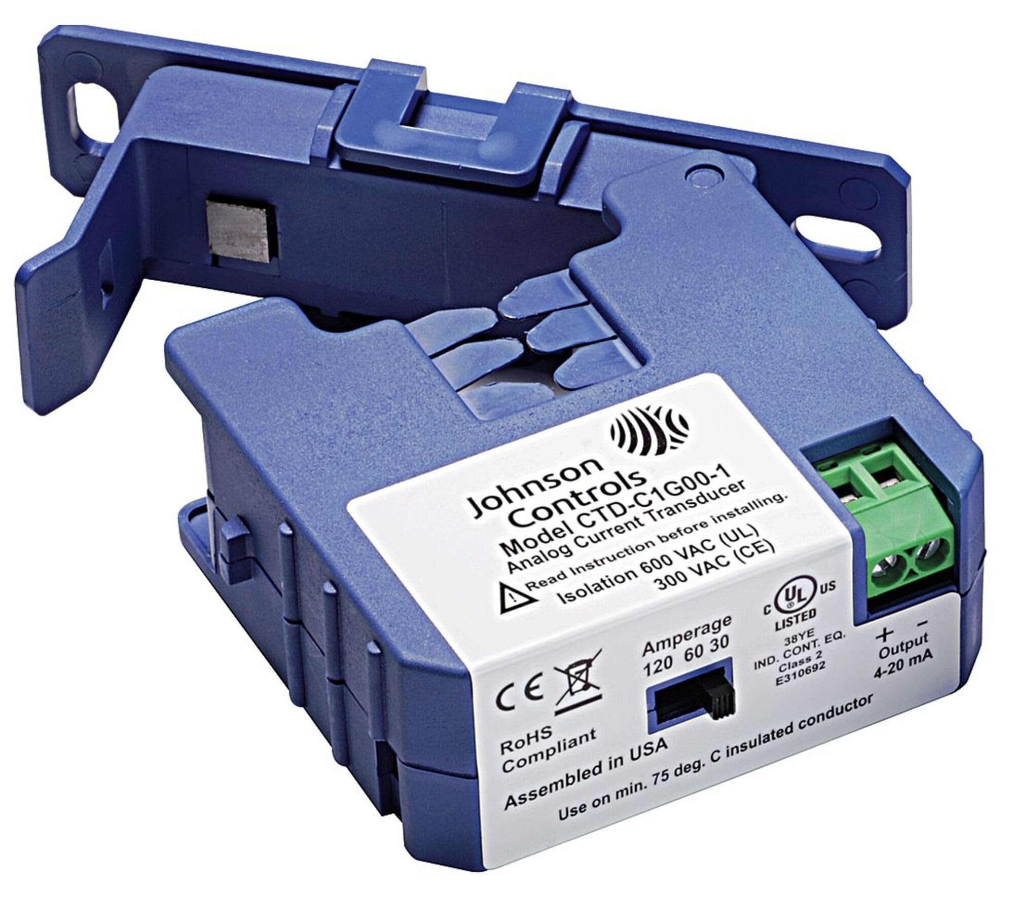 Johnson Controls CTD-C1G00-1 Split Core Current Transducer | 30A/60A/120A Multi-Range | 4-20mA Output | Industrial Electrical Monitoring for HVAC, Motors & Power Systems