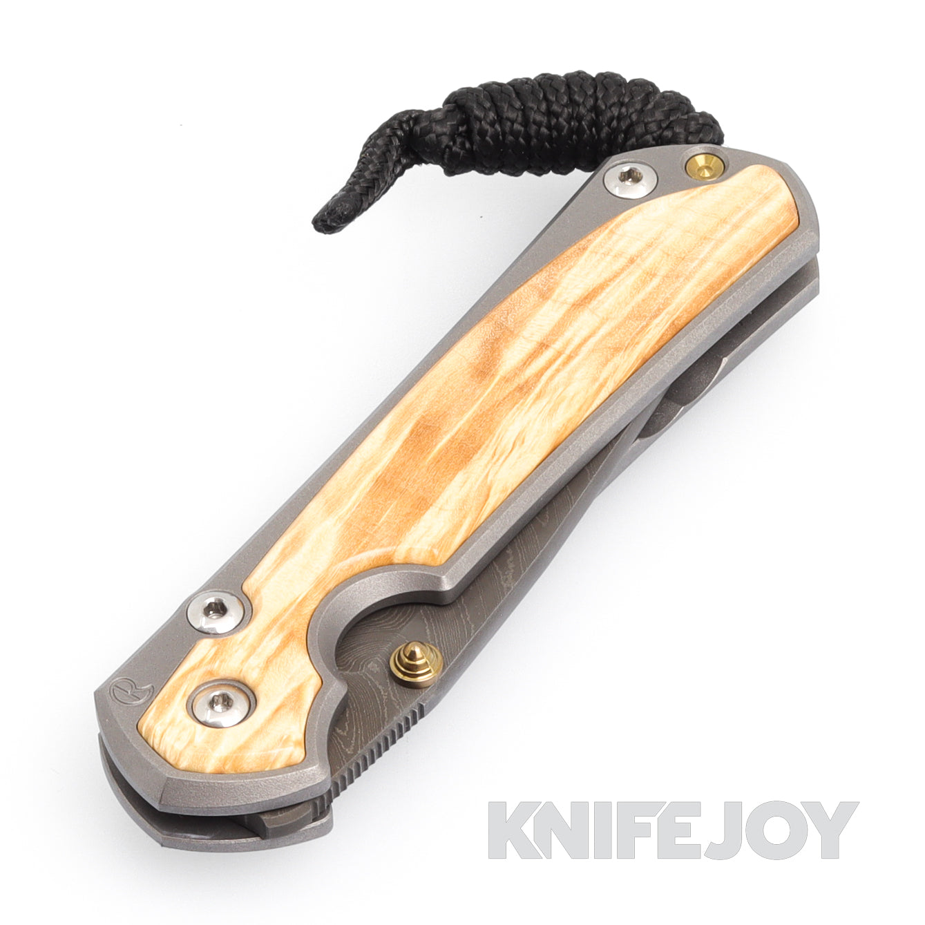 Chris Reeve Knives Small Sebenza 31 Drop Point Folding Knife - Boomerang Damascus Steel Blade, Matte Finish with Box Elder Wood Inlay - Perfect for EDC, Camping & Outdoor Activities