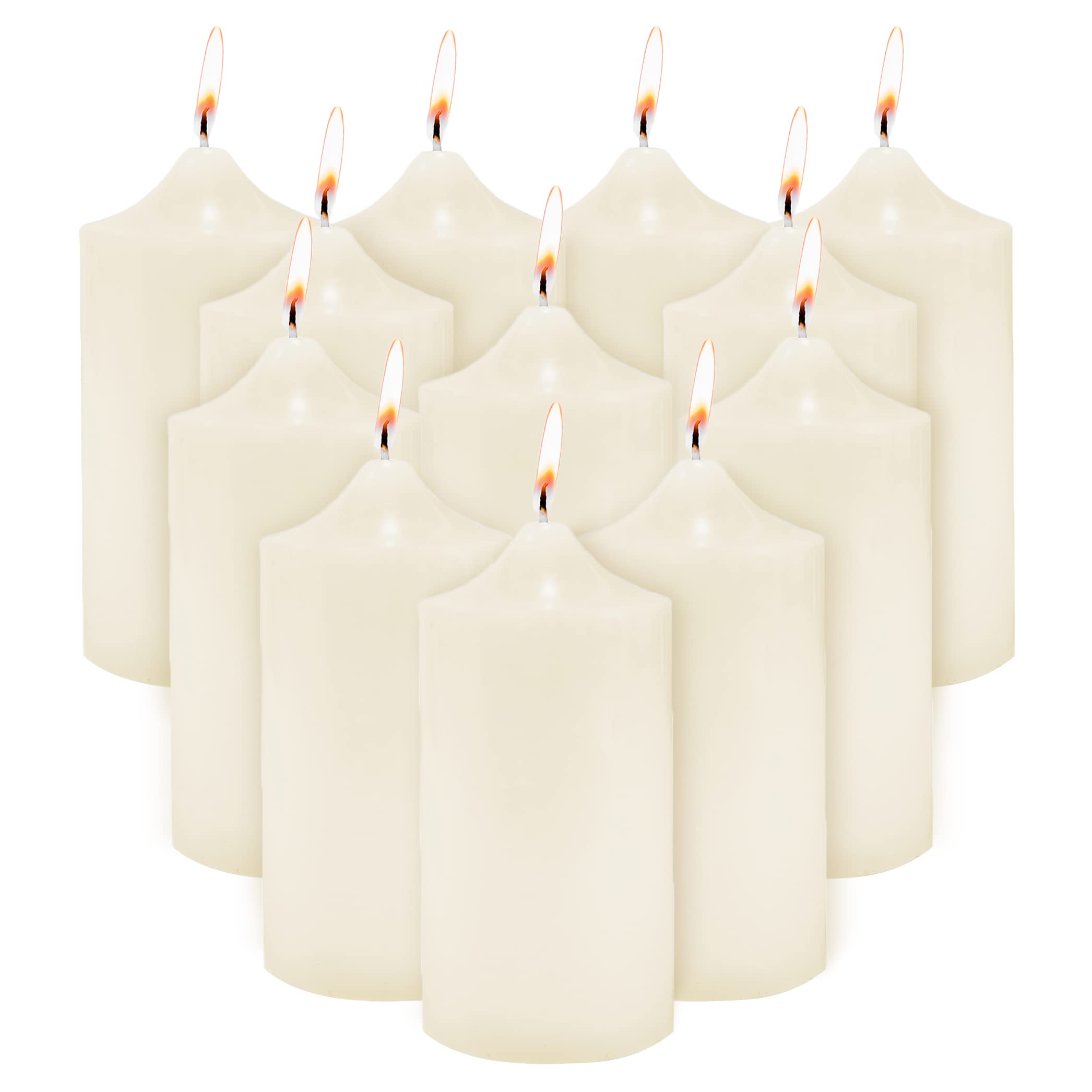 Unscented Ivory Pillar Candles for Weddings, Home Decor, Spa & Relaxation - 12 Pack Smokeless Cotton Wick 3x6 Inches - Perfect for Romantic Dinners, Meditation & Centerpieces