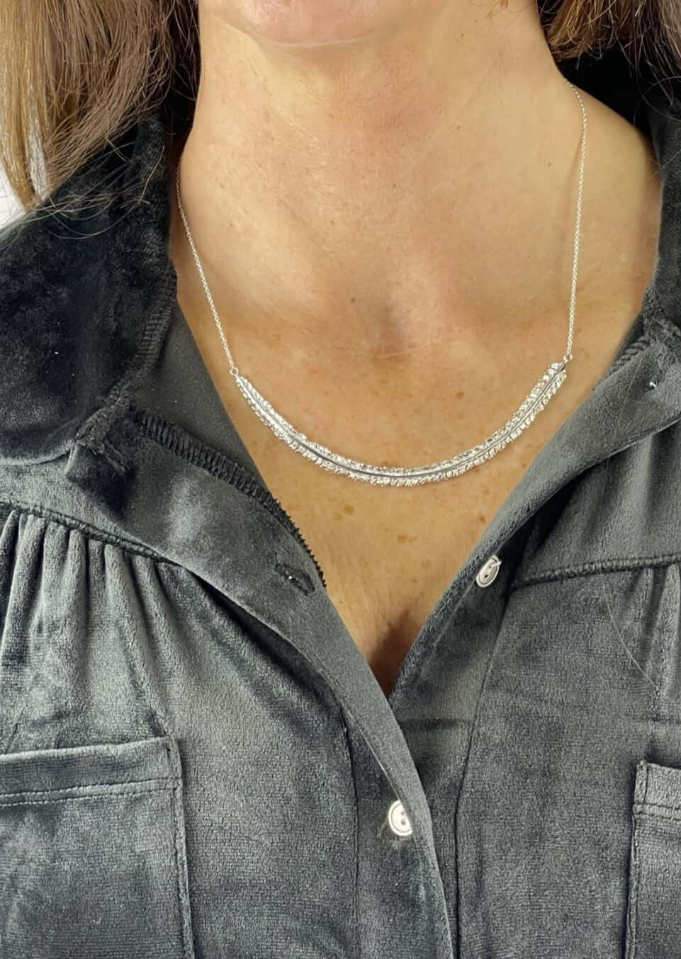 Flock Together Sterling Silver Feather Necklace - Handmade in USA - Perfect for Boho Style, Gift Giving & Everyday Wear