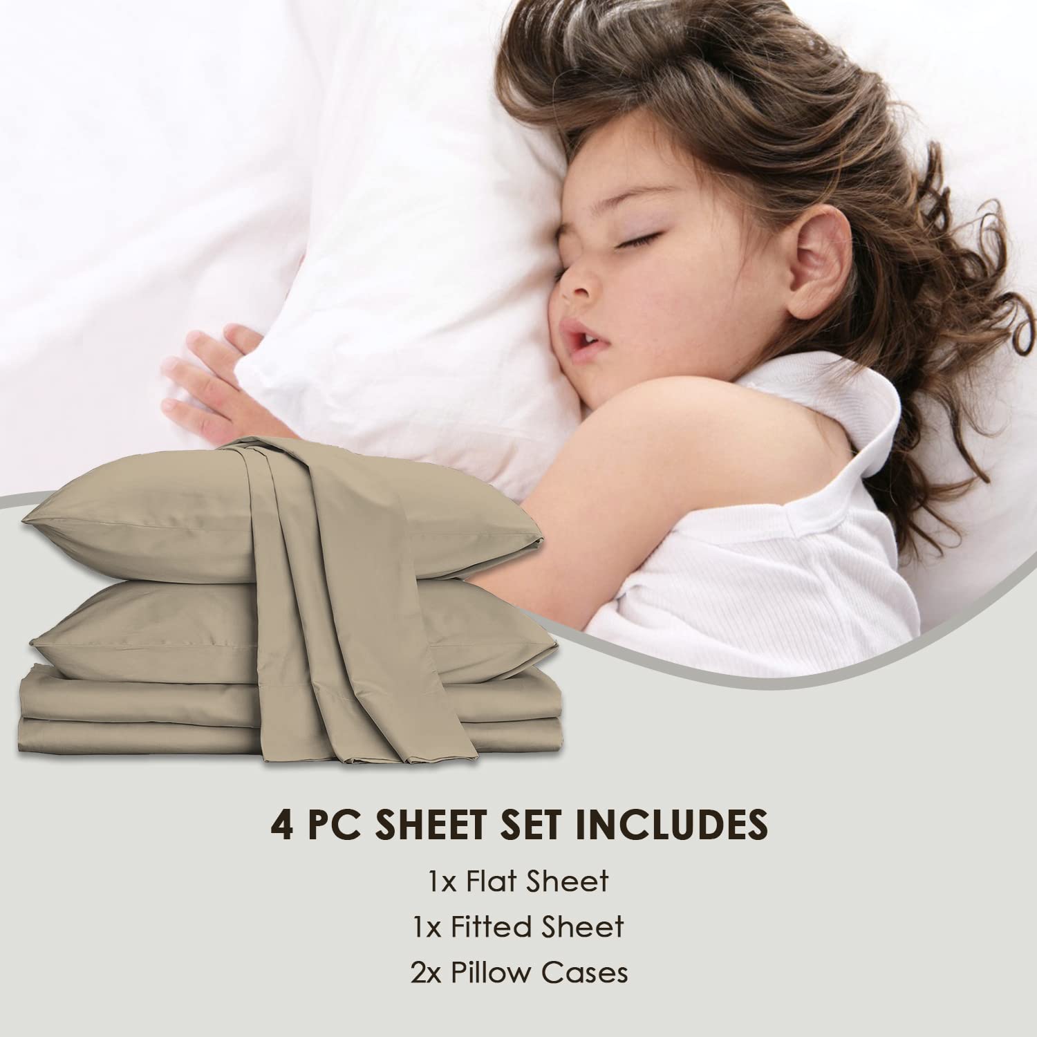 Pizuna Pure 100% Cotton Split King Sheets - 600 Thread Count Long Staple Sateen Weave - Fits 15