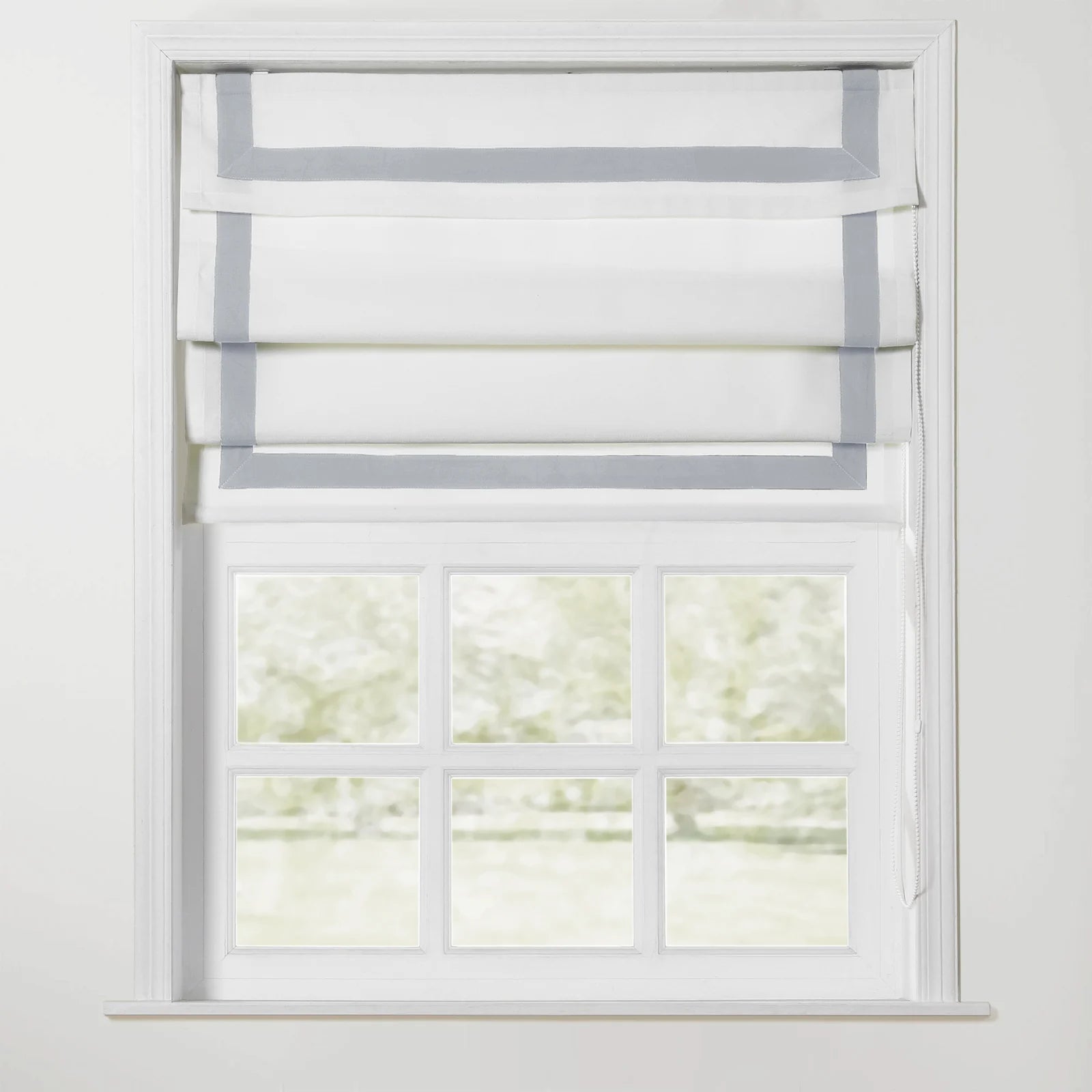 Tyrone Roman Shade with Border Cord Lift - Classic Window Treatment for Living Room & Bedroom - Blackout Fabric for Light Control & Privacy
