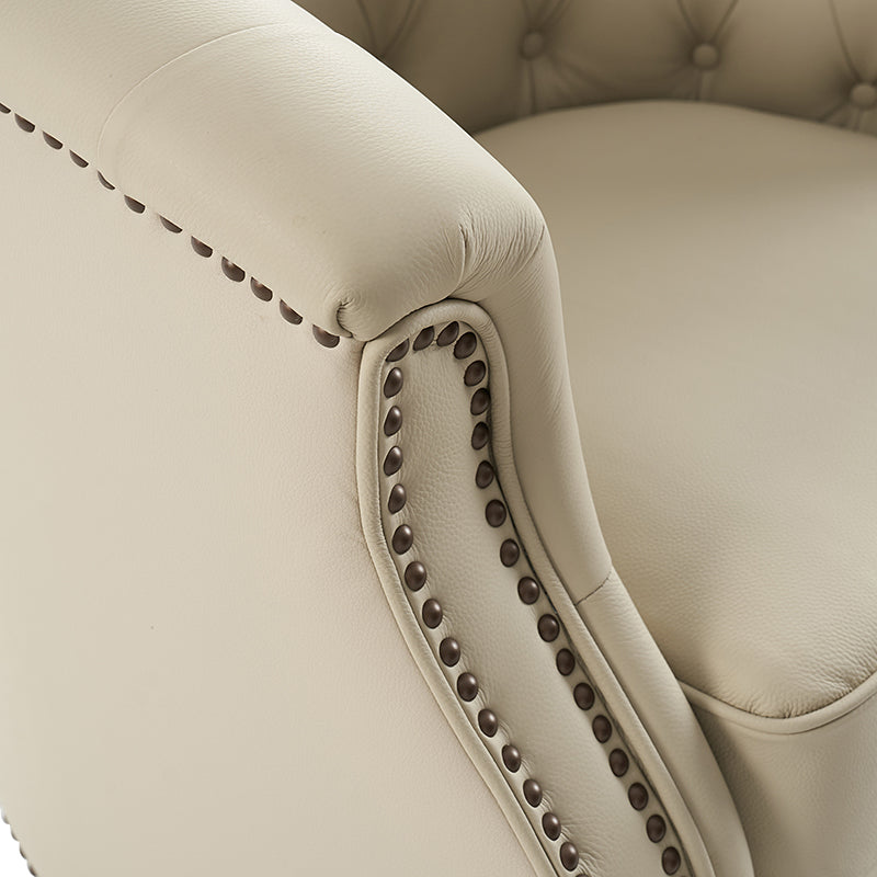 Morris Chesterfield Traditional Rocker Button Tufted Swivel Chair - Classic Leather Upholstered Recliner for Living Room, Office & Study - Perfect for Relaxing, Reading & Entertaining Guests