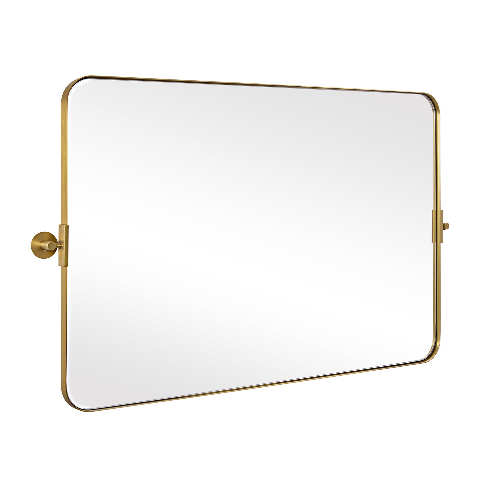 Modern Gold Tilting Rectangle Pivot Mirror - Stainless Steel Frame Bathroom Wall Mirror for Vanity, Makeup & Home Decor - Perfect for Small Spaces & Modern Interiors