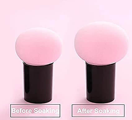 MH Collection Foundation Powder Puff - Premium Cosmetic Sponges & Mushroom Makeup Brushes - Blender Sponge Face Brush with Handle Case for Liquid, Cream, Powder (Brown) - Perfect for Professional Makeup Application & On-The-Go Touch Ups