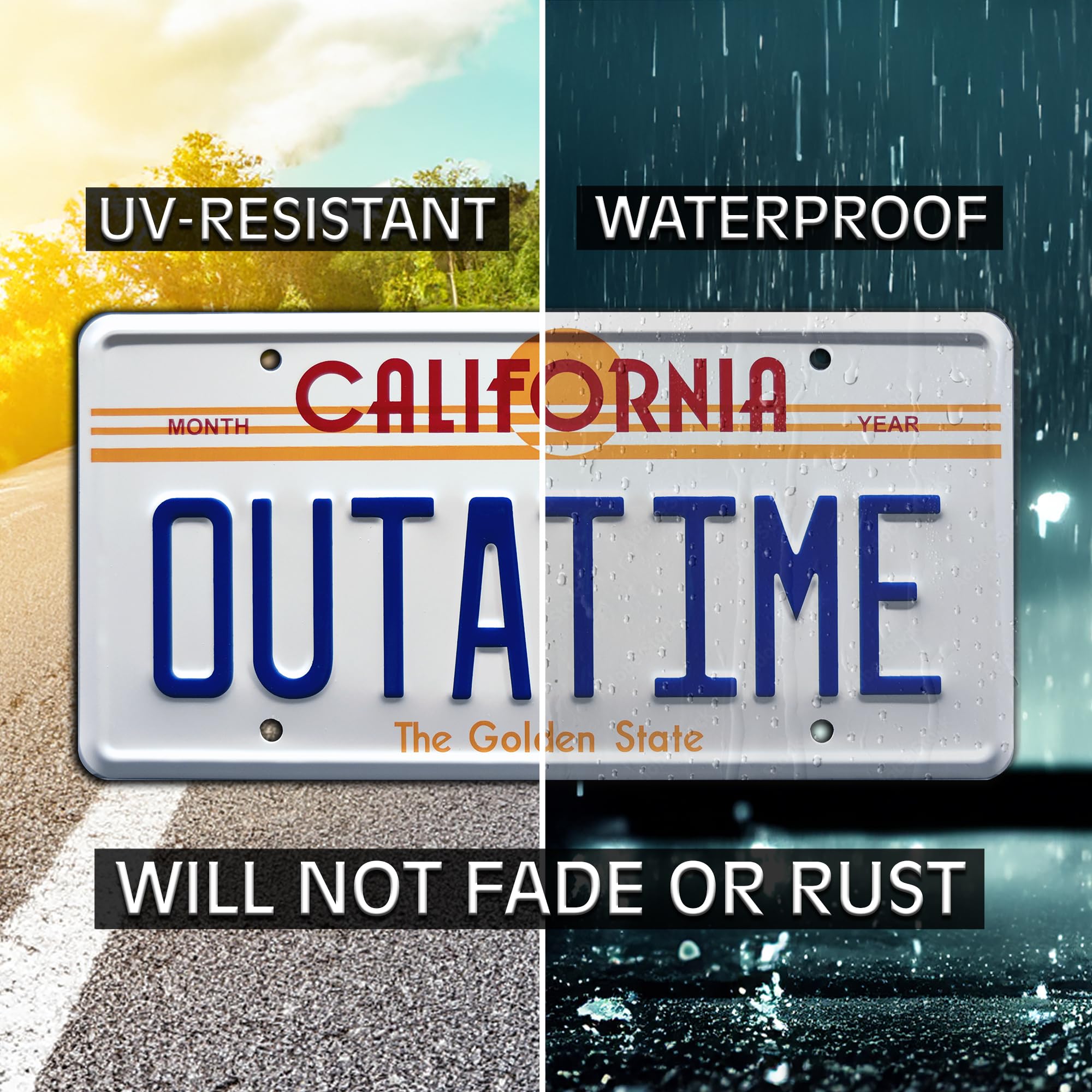 Back to The Future Metal License Plates - Outatime & 2015 Replica - Perfect for Car Decoration, Movie Collectibles & Fan Gifts