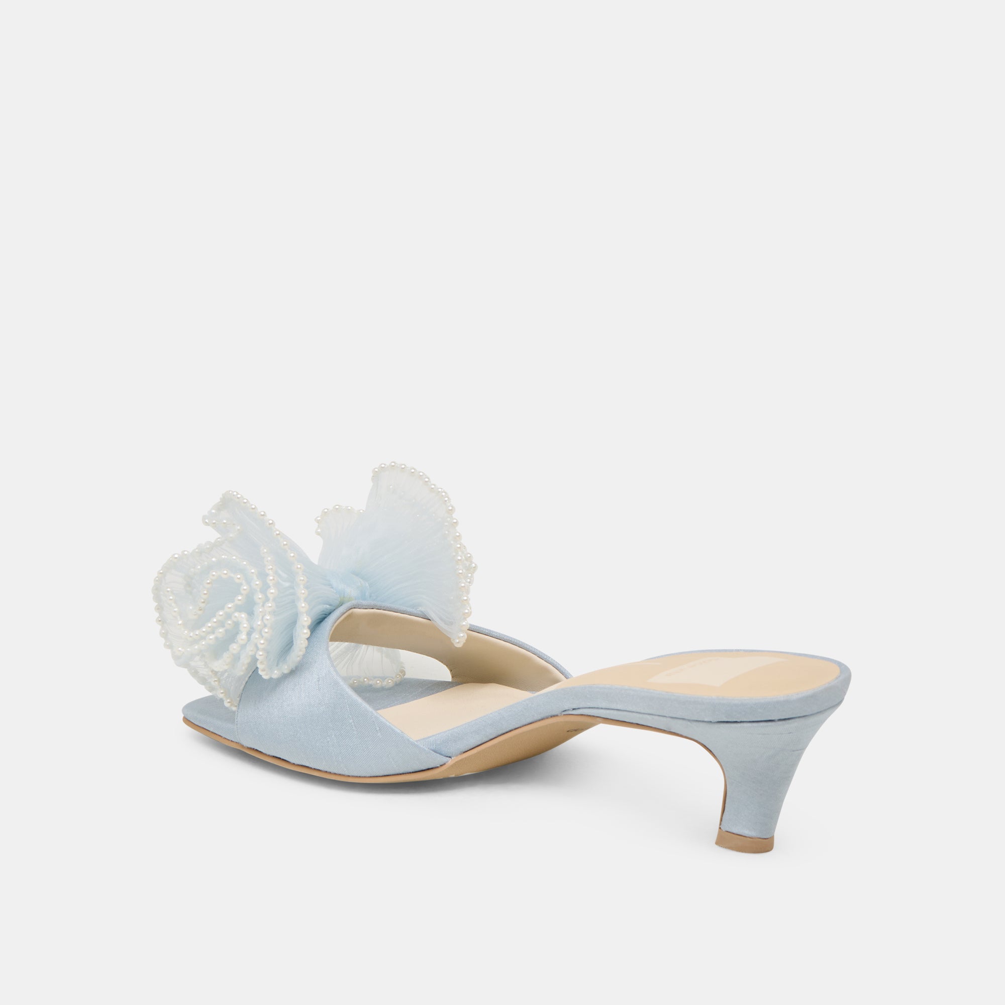 NARITA PEARL HEELS - Light Blue Satin Women's Dress Shoes for Weddings, Parties & Special Occasions