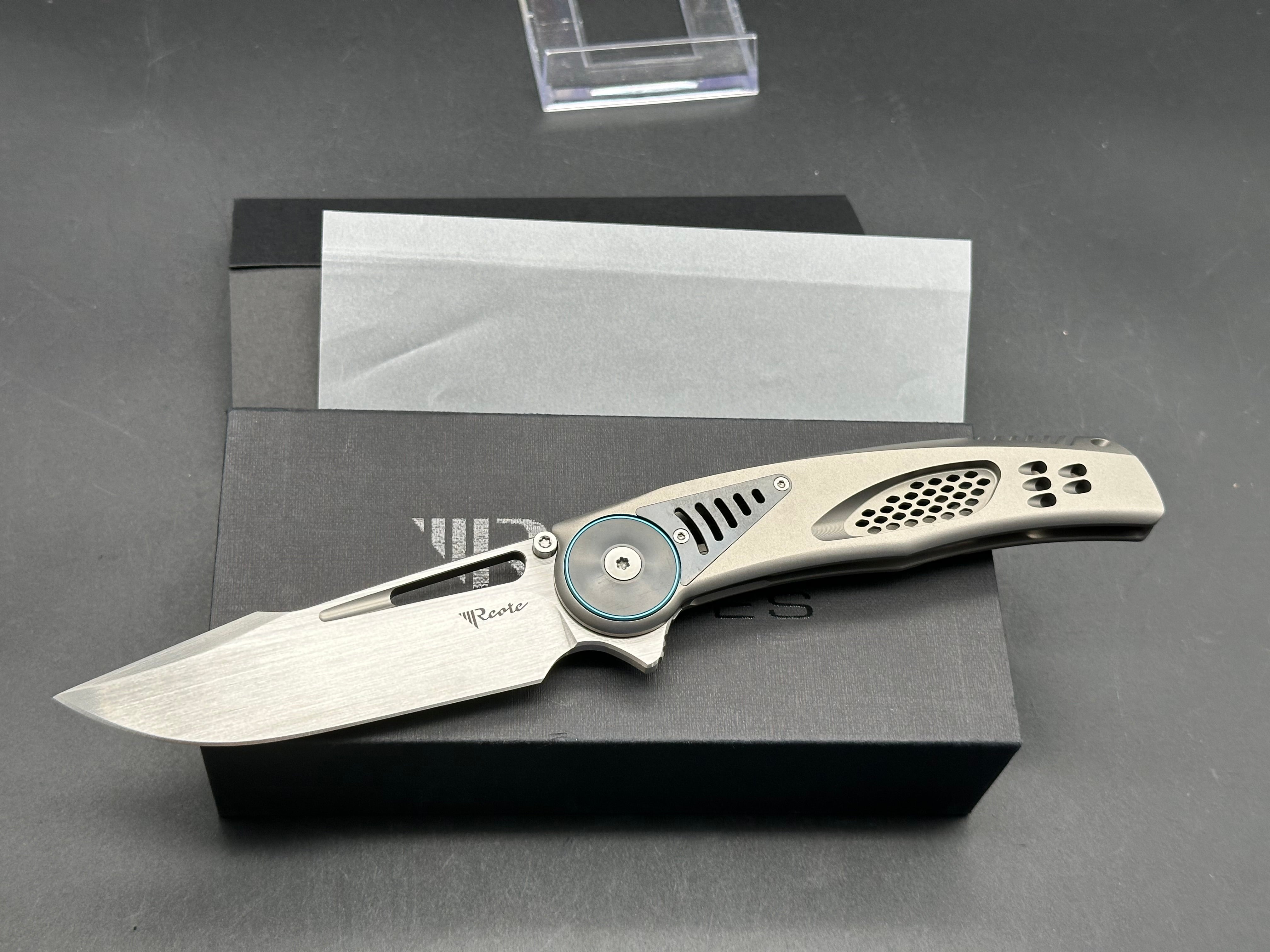 Reate GTR Frame Lock Folding Knife - Titanium Handle with Zirconium Inlay & Ball Bearing Clip (3.6