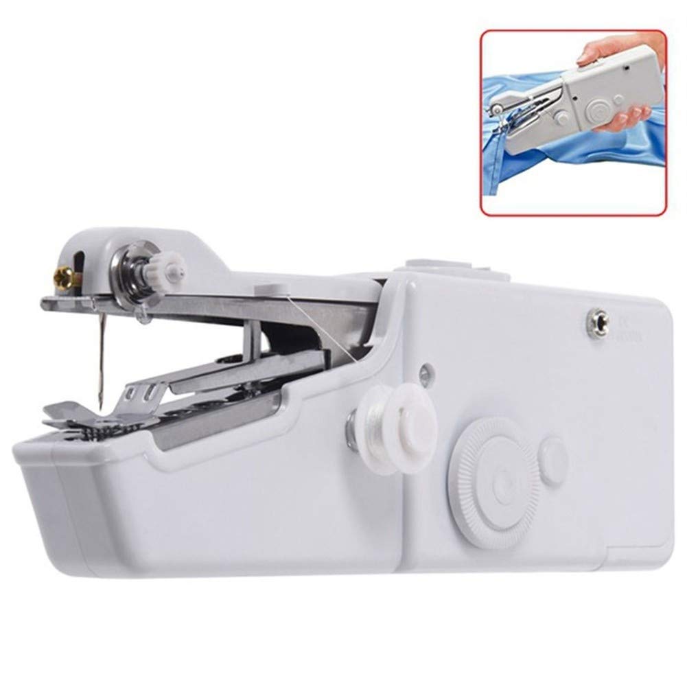 Mini Electric Sewing Machine - Portable Handheld Sewing Kit for Home & Travel, White | Perfect for Quick Repairs, DIY Crafts & Emergency Stitching On-The-Go