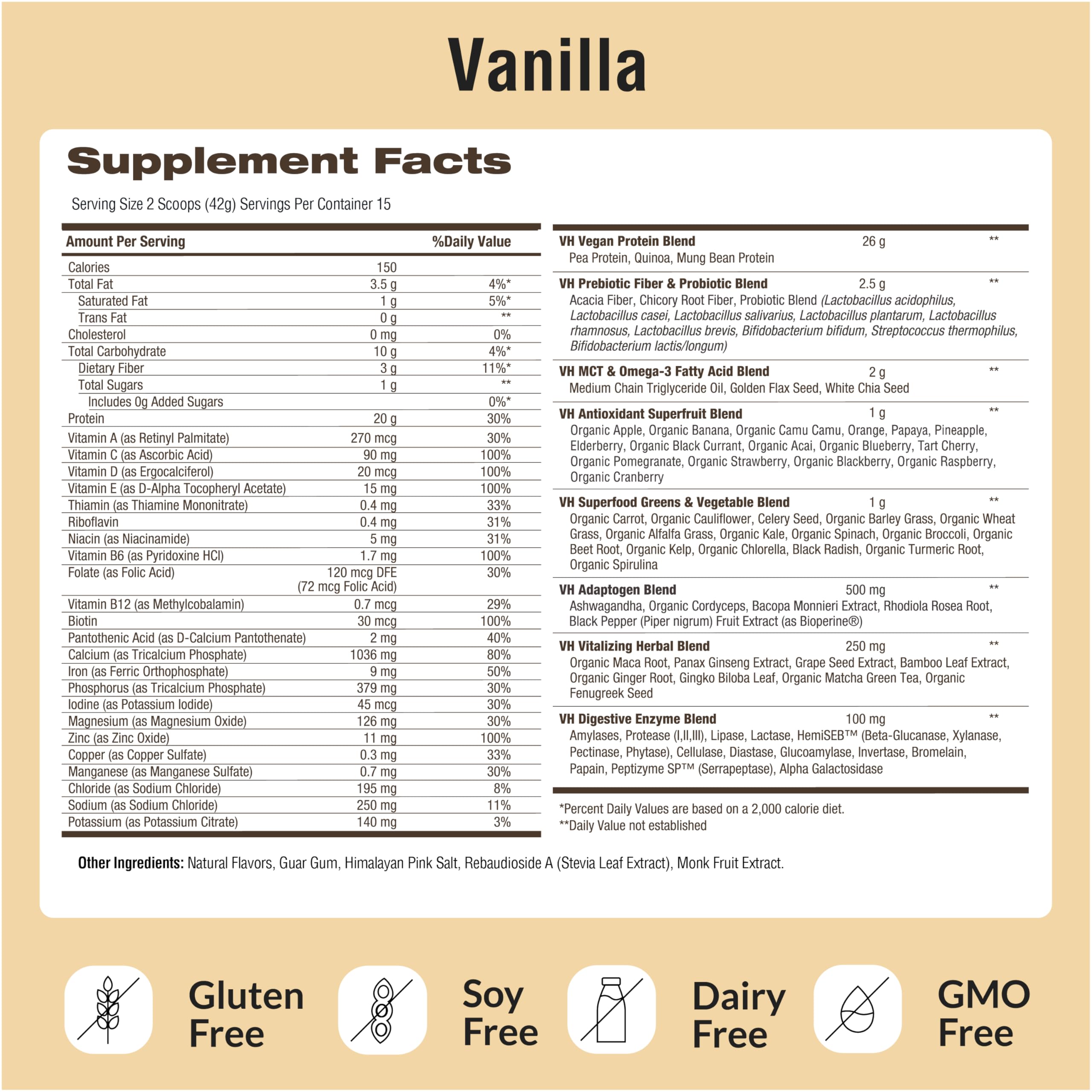 VitaHustle ONE Plant-Based Meal Replacement Shake by Kevin Hart - Vegan Protein Powder with Superfoods, Vitamins, Adaptogens & Probiotics - Vanilla Flavor, 30 Servings - Perfect for Post-Workout Recovery, Weight Management & Busy Lifestyles