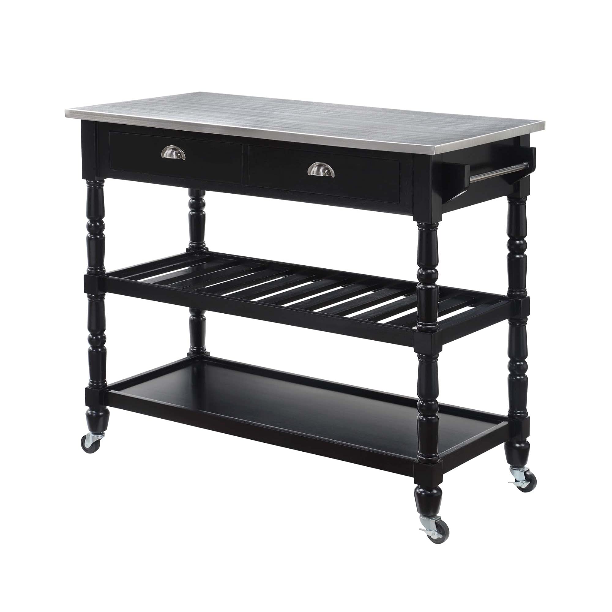 Ergode French Country 3-Tier Stainless Steel Kitchen Cart with Drawers | Rolling Island Storage Organizer for Small Spaces | Perfect for Kitchen, Dining Room & Apartment Cooking