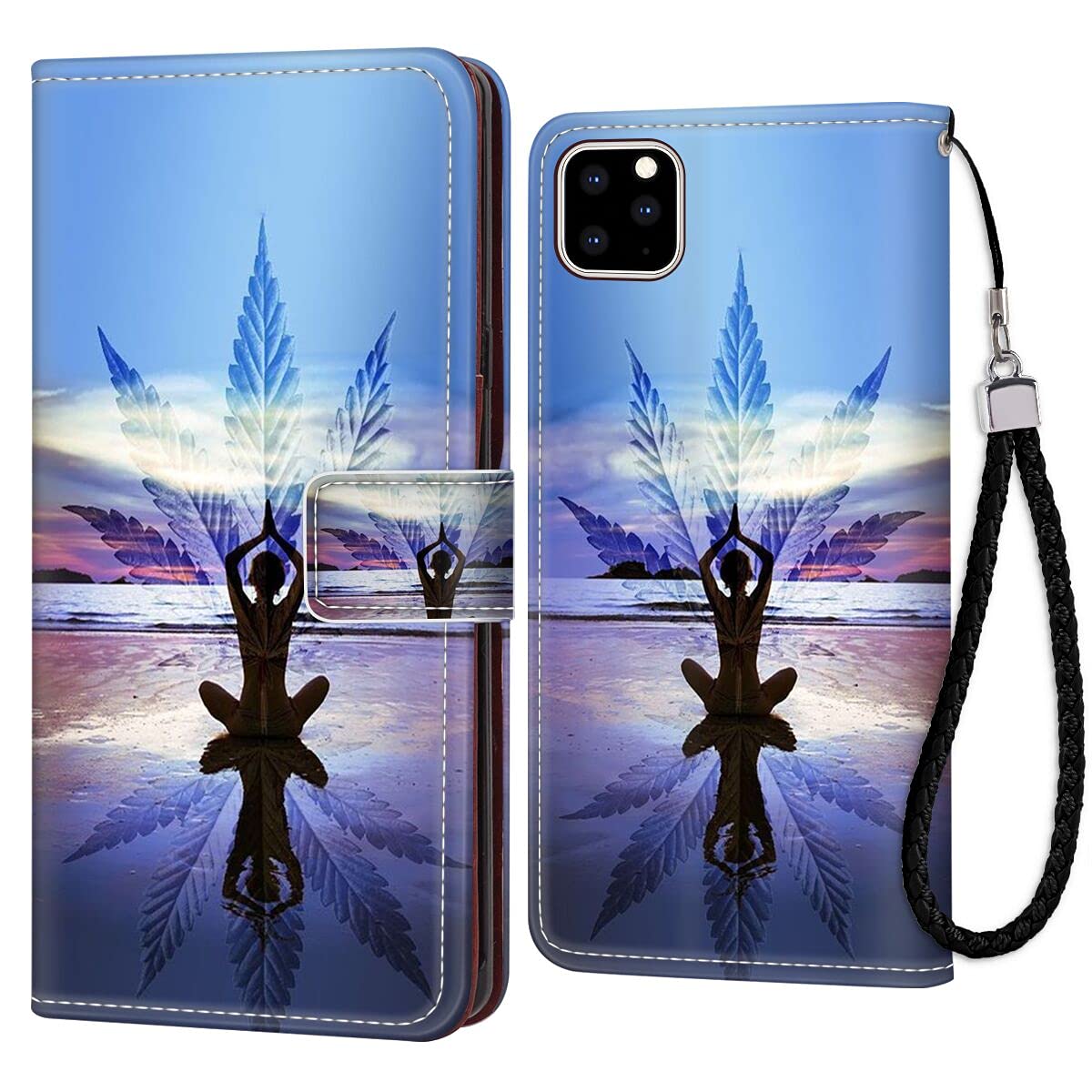 iPhone 11 Pro Wallet Case - PU Leather Flip Cover with Card Slots & Yoga Pose Dancing Girl Design | Slim Protective Phone Case for Women | Perfect for Work, Travel & Everyday Use