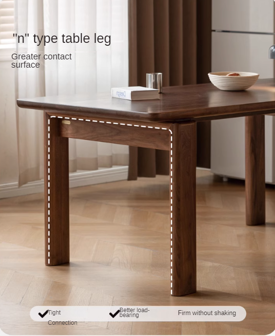 Premium Black Walnut Solid Wood Modern Dining Table - 6 Seater Rustic Farmhouse Style - Perfect for Dining Room, Kitchen & Open Concept Living Spaces
