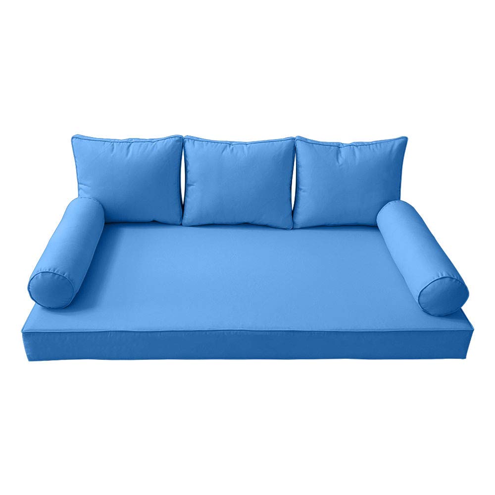 Prolinemax Outdoor Style 3 Twin-XL Piped Trim Daybed Mattress Bolster Pillow Fitted Cover Only - AD102 | Perfect for Patio Furniture, Sunroom Daybeds & Guest Room Decor