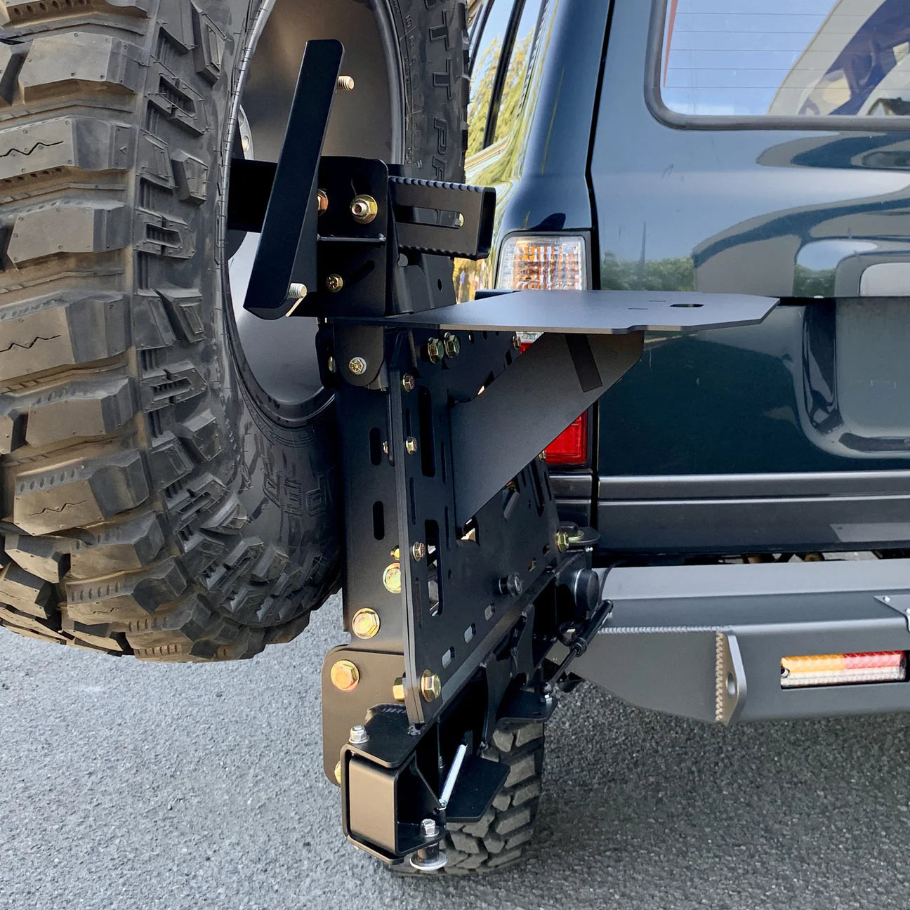 Dissent Off Road Heavy Duty Tire Carrier Swing Out for Jeep Wrangler & Gladiator - Compatible with Modular Rear Bumper | Off-Road Adventure & Overlanding Accessory
