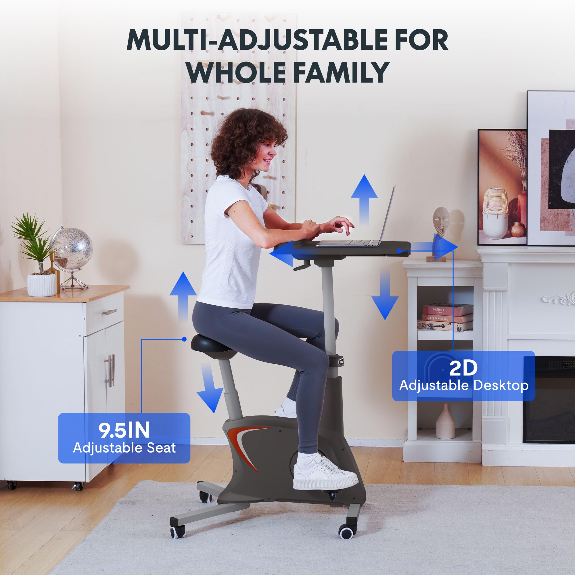 FLEXISPOT V9 3-in-1 Under Desk Exercise Bike with Adjustable Resistance, LCD Display & 350LBS Capacity - Home Office Cycling Bike for Cardio, Leg Workout & Active Sitting