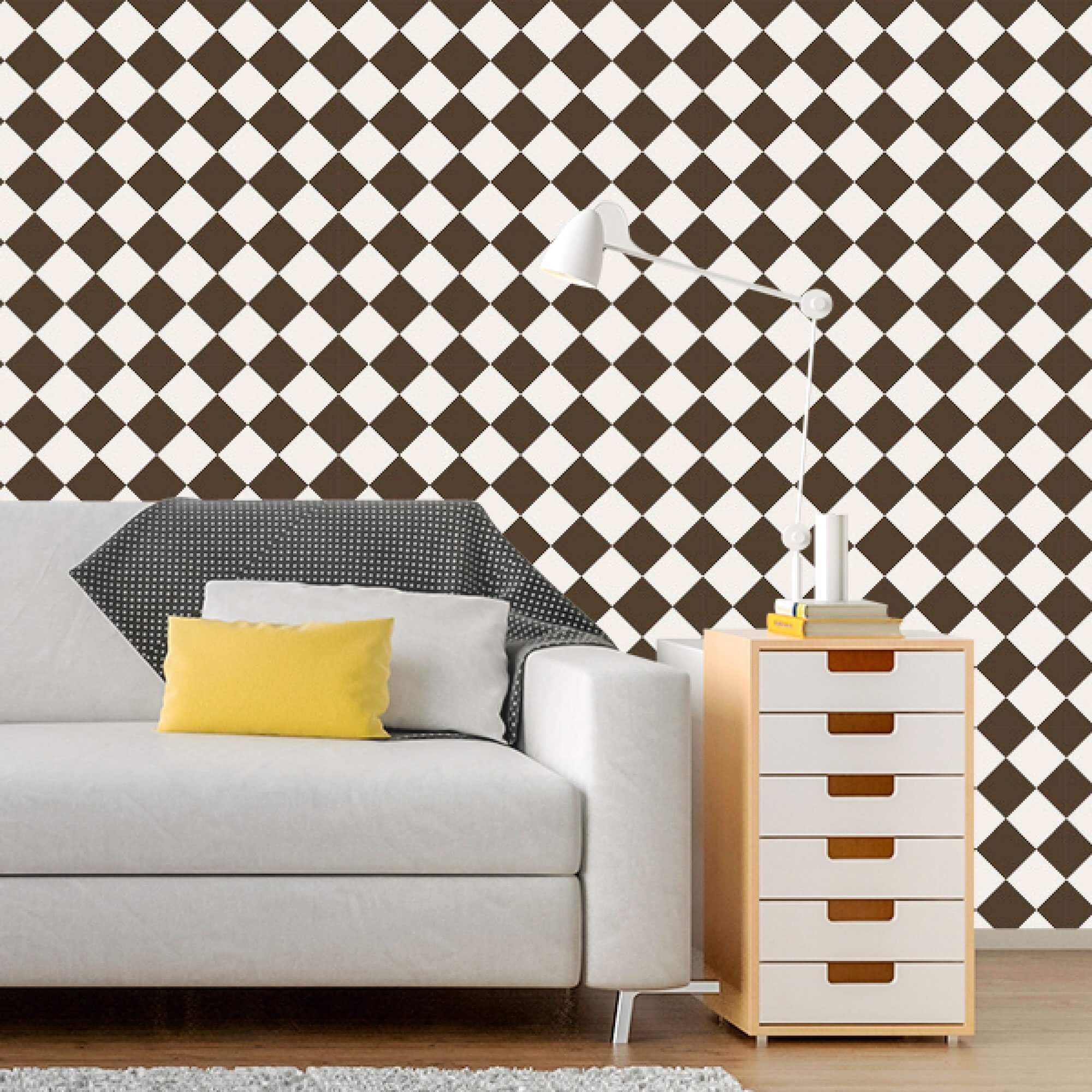 Charcoal and White Checkered Peel and Stick Removable Wallpaper - Self-Adhesive Decorative Wall Covering for Bedroom, Living Room & Office Decor