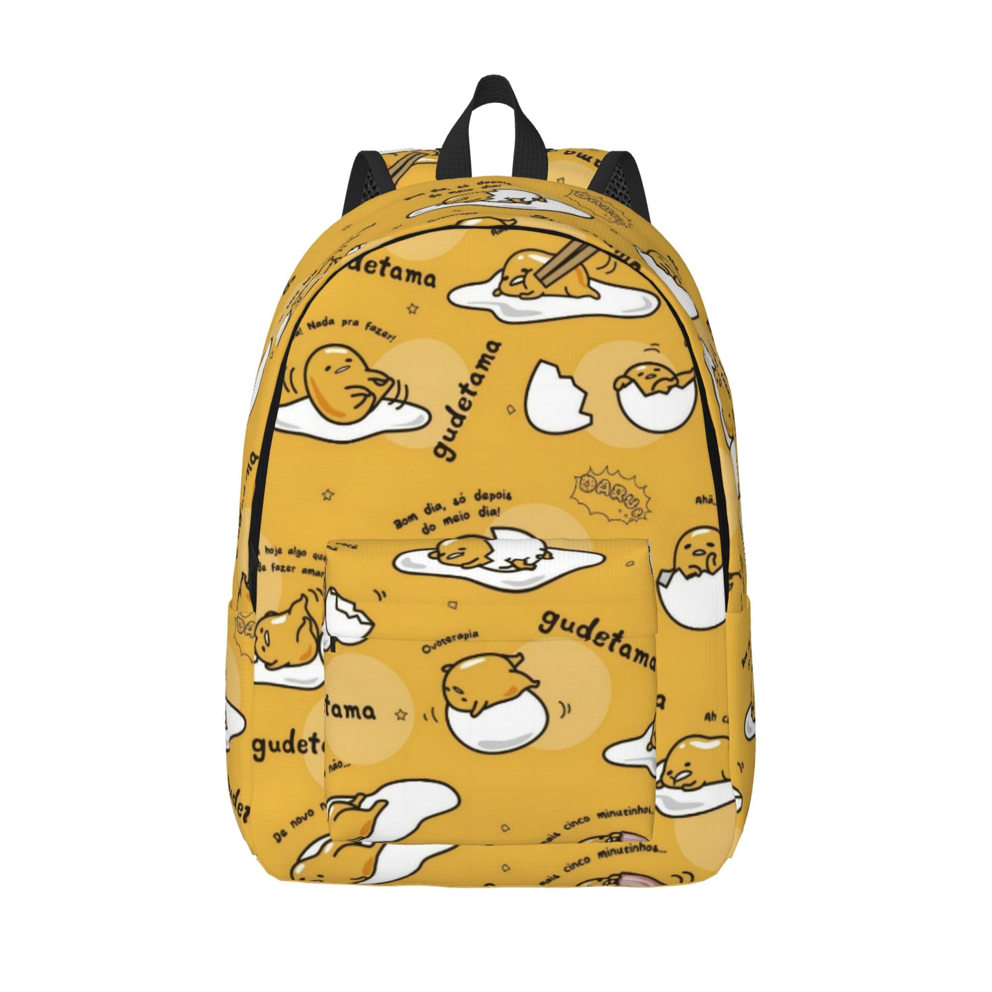 Cute Cartoon Lightweight Backpack for Women & Men - Yellow Polyester Unisex Laptop Bag with Large Capacity | Perfect for School, Travel & Everyday Use