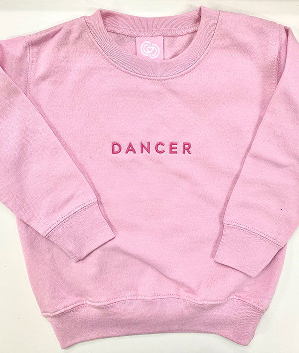 Girls Embroidered Dancer Sweatshirt - Cute & Comfortable Pullover for Dance Class, Gymnastics & Casual Wear