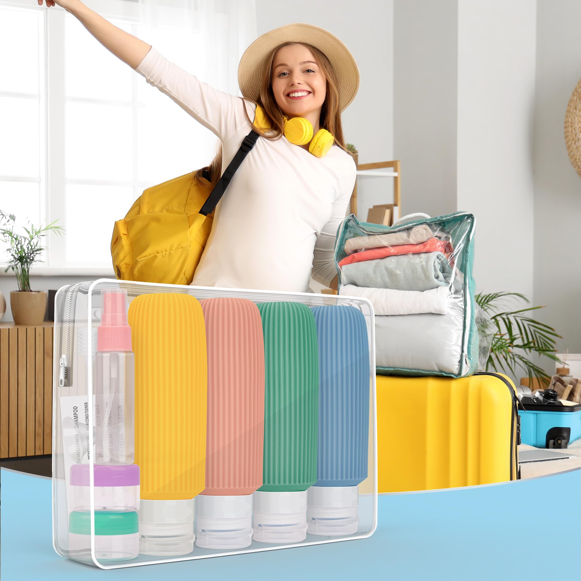 6oz Travel Bottles for Toiletries - BPA Free Leak Proof Travel Size Containers with Labels | Perfect for Shampoo, Lotion & Cosmetics | Ideal for Road Trips, Airplane Travel & Camping Essentials