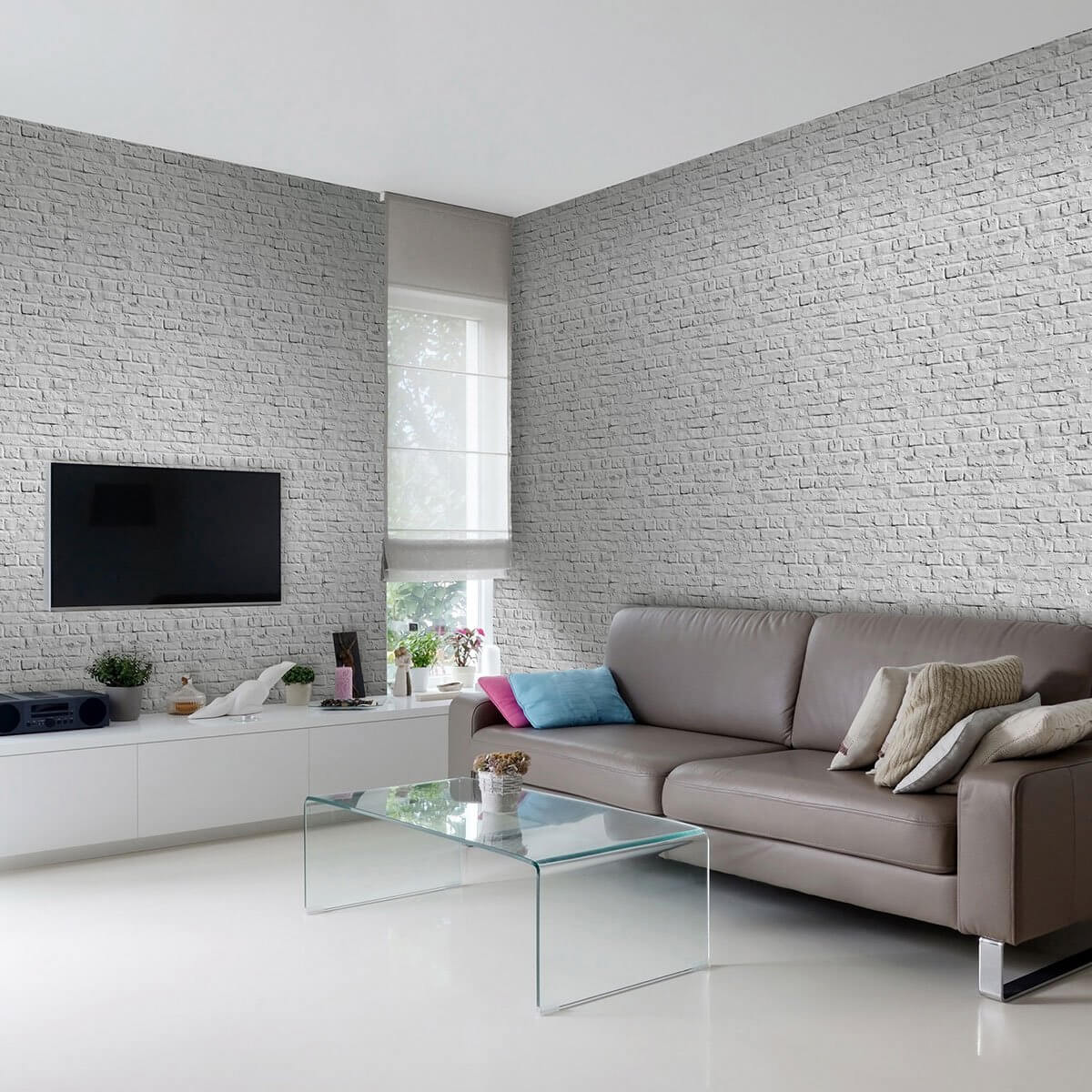 Grey Brick Texture Peel and Stick Removable Wallpaper - Self-Adhesive Decorative Wall Covering for Home, Office & DIY Projects - Easy to Install & Remove - Perfect for Accent Walls, Bedrooms & Living Rooms