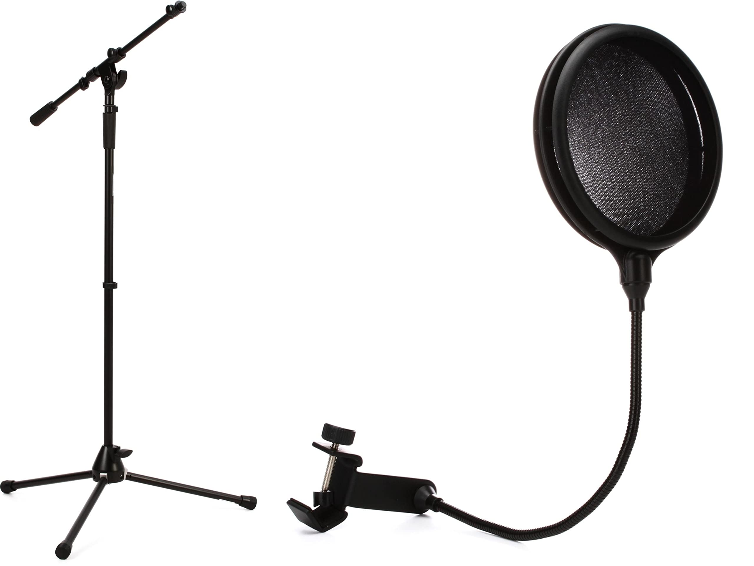 Heavy-Duty MS9701TB+ Tele-Boom Microphone Stand with Pop Filter - Professional Studio & Live Performance Bundle for Singers, Podcasters & Musicians