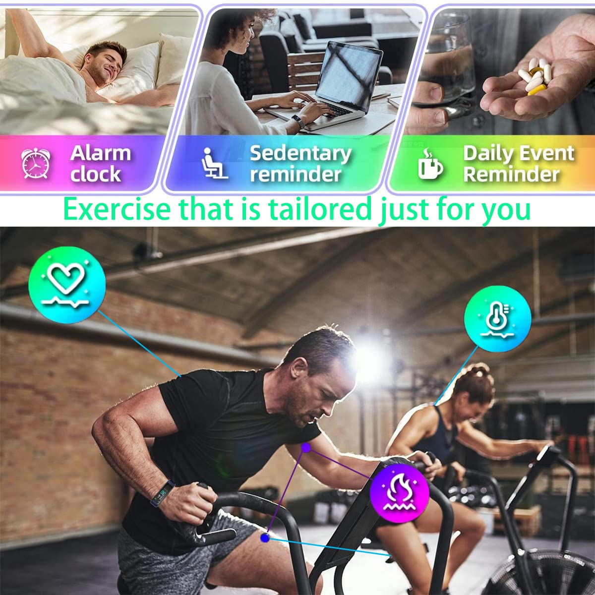 Premium Fitness Tracker with Heart Rate Monitor, Step Counter & Calorie Tracker - IP68 Waterproof Smartwatch with Sleep Tracking & Stopwatch - Perfect for Running, Gym Workouts & Daily Activity Monitoring