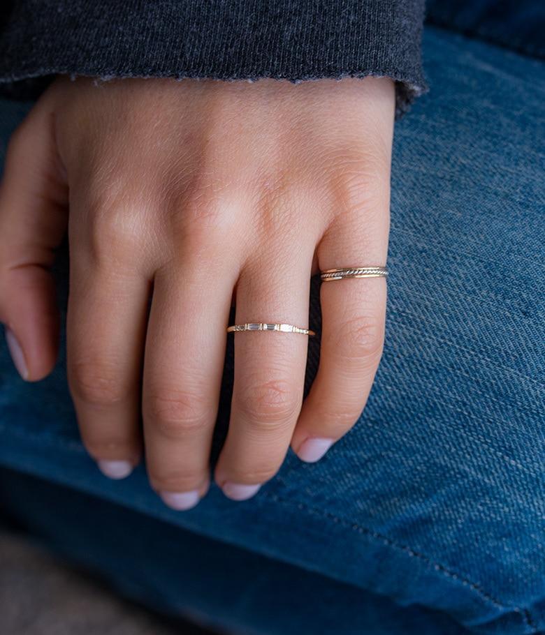 Triple Baguette and Pavé Diamond Wedding Band - Elegant Stackable Ring for Women, Perfect for Engagement, Anniversary, and Everyday Wear