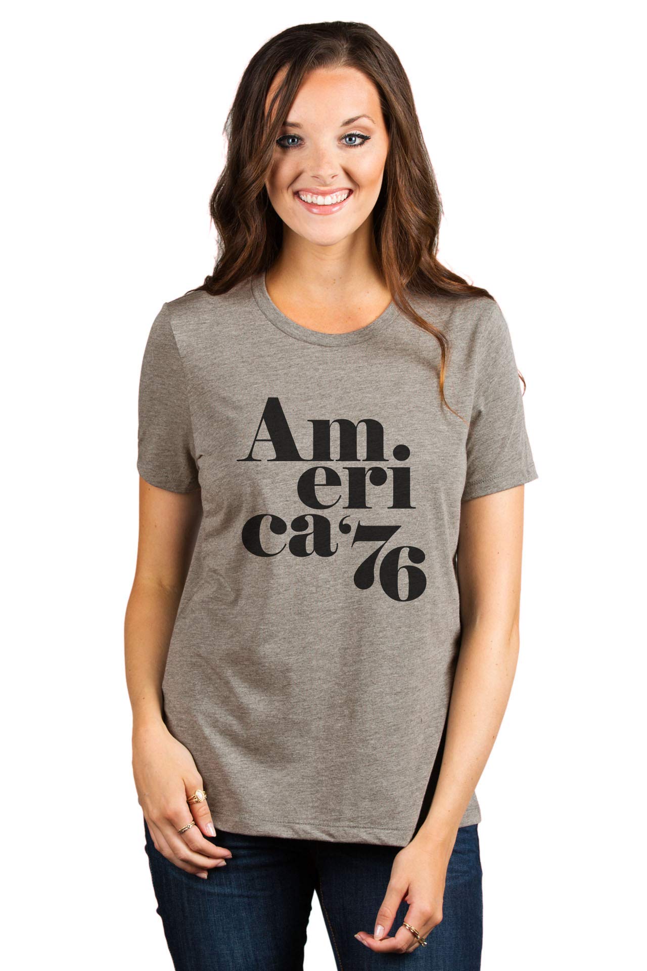 Thread Tank America Women's Fashion Relaxed Fit T-Shirt - Soft Cotton Casual Tee for Everyday Wear & Outfits