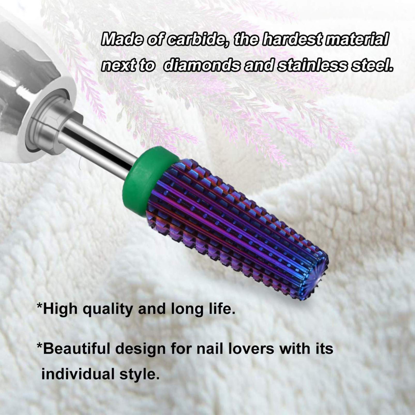 Lurrose Professional Electric Nail Drill Bits Set - 1PC Steel Nail Grinding Head for Acrylic Nails, Manicure & Pedicure Tools with Alloy Tip - Perfect for Nail Salon, Home Use & DIY Nail Art (Purple)